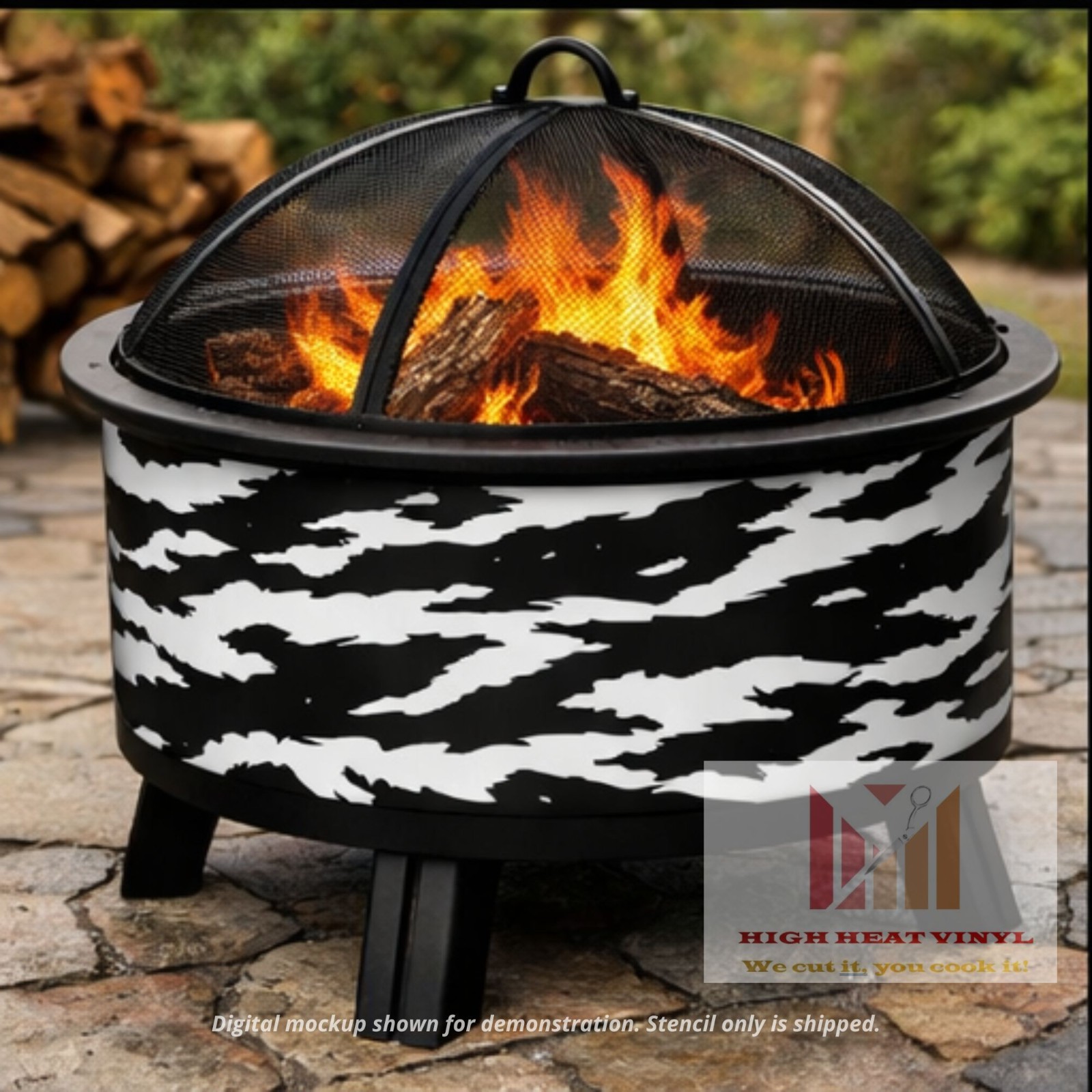 High Heat Duracoat Vinyl Firearm Stencil 10″ x 12″ -Vietnam Tiger stripe styling