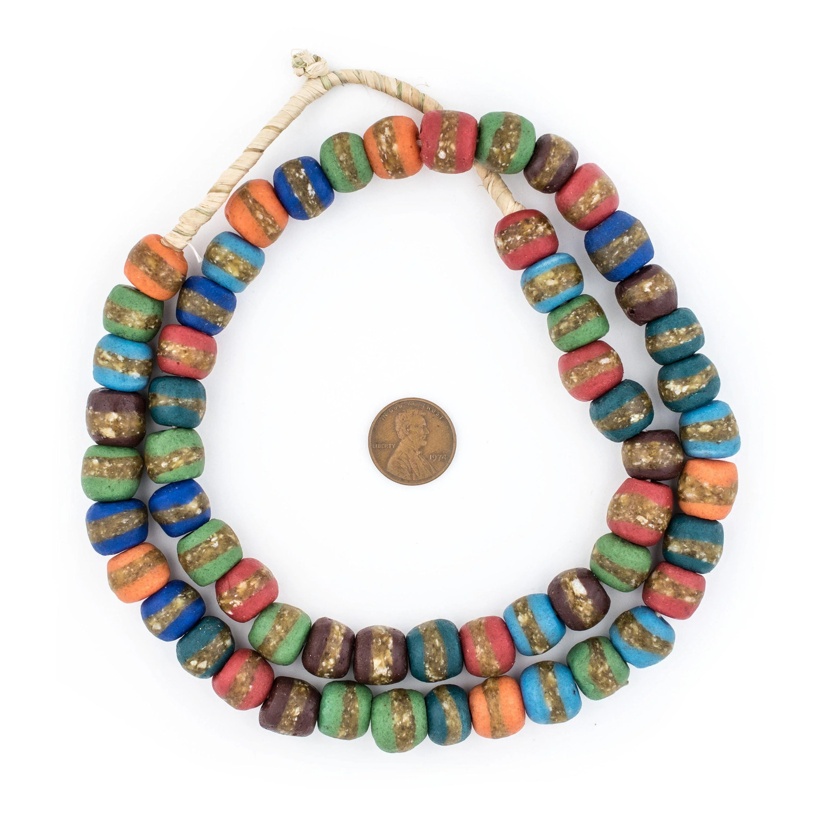 Mixed Kente Krobo Beads 14mm Ghana African Multicolor Round Glass Large Hole
