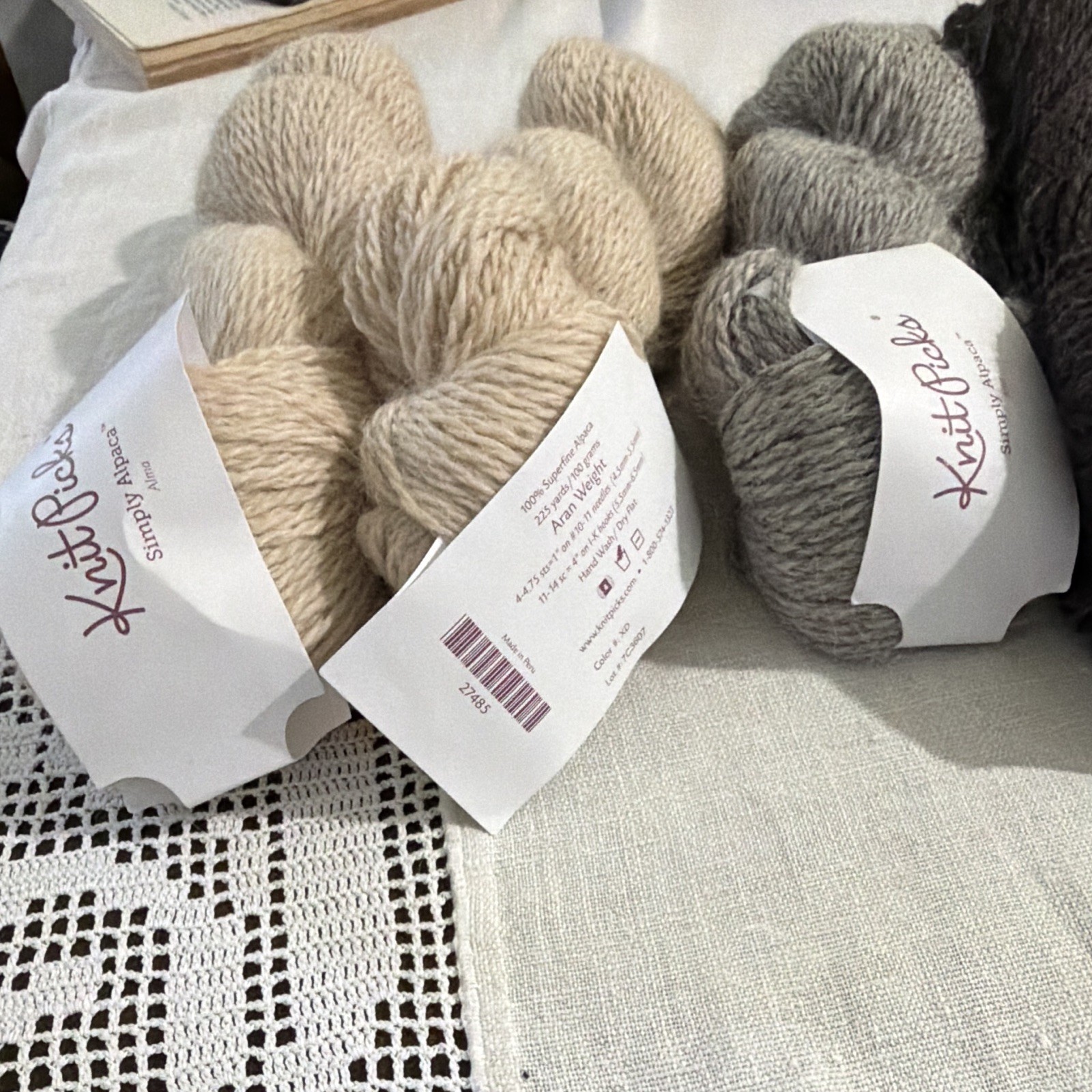 Knit Picks Heatherly Alpaca Wool Yarn Lot, Worsted Weight Skeins, Multicolor