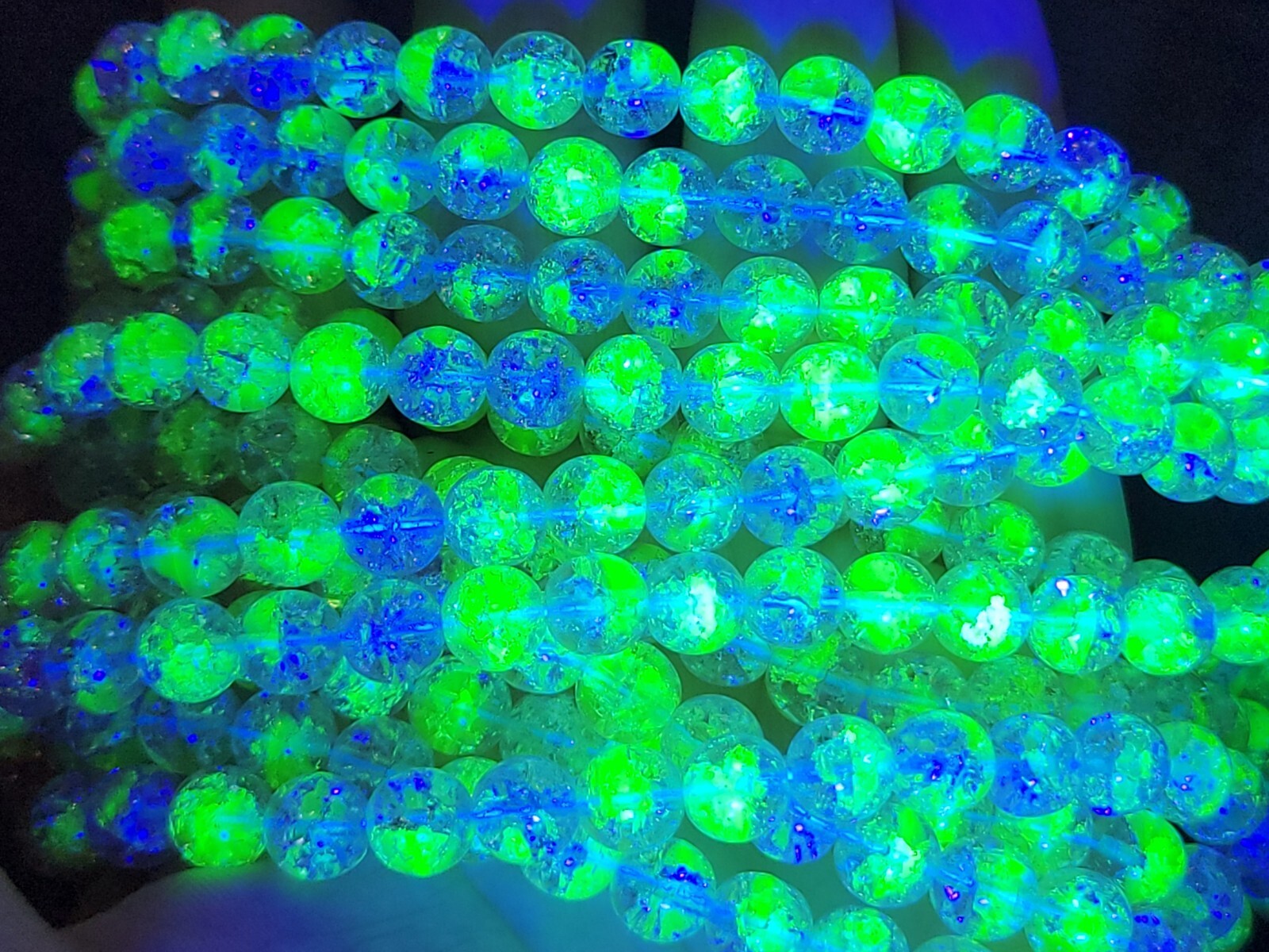 Pink Crackle Uranium Glass Beads 8mm Czech 10pcs