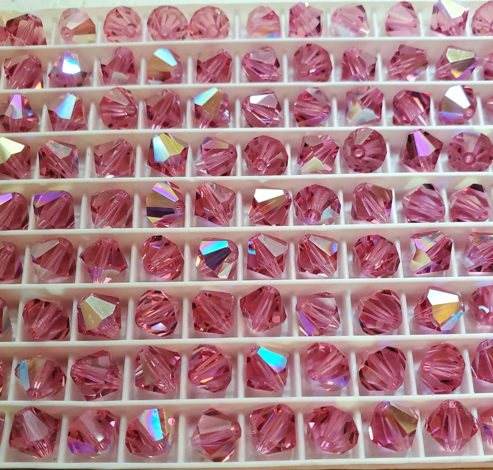Vintage Swarovski 5301 7mm bicone beads Rose AB (24pcs)