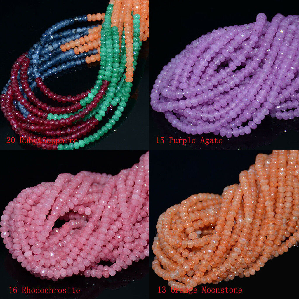 Faceted 2x4mm Natural Multicolor Gemstone Rondelle Loose Beads 15” Strand