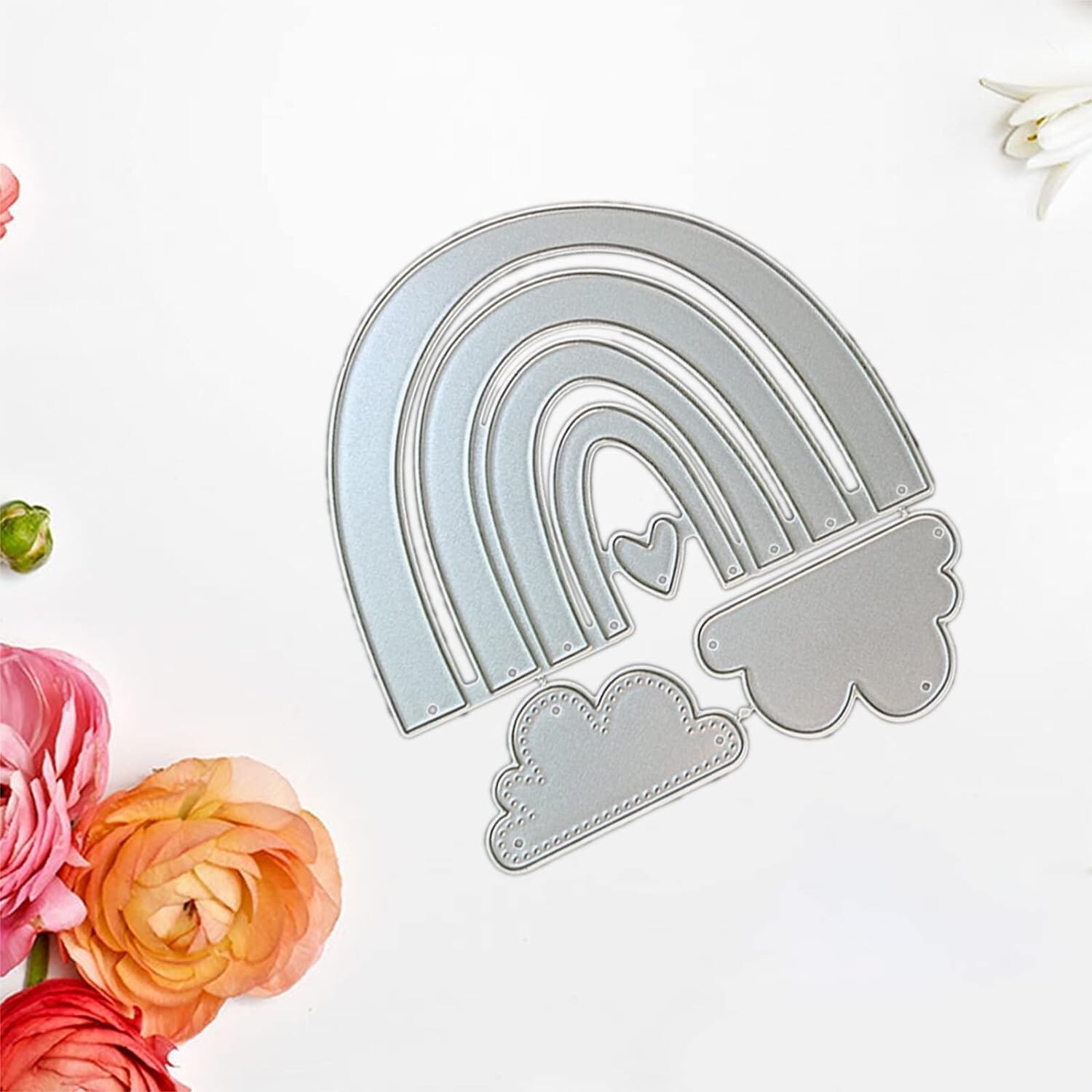 Silver Carbon Steel Cutting Die Metal Rainbow Cloud Love Heart Die Cut Mold T…