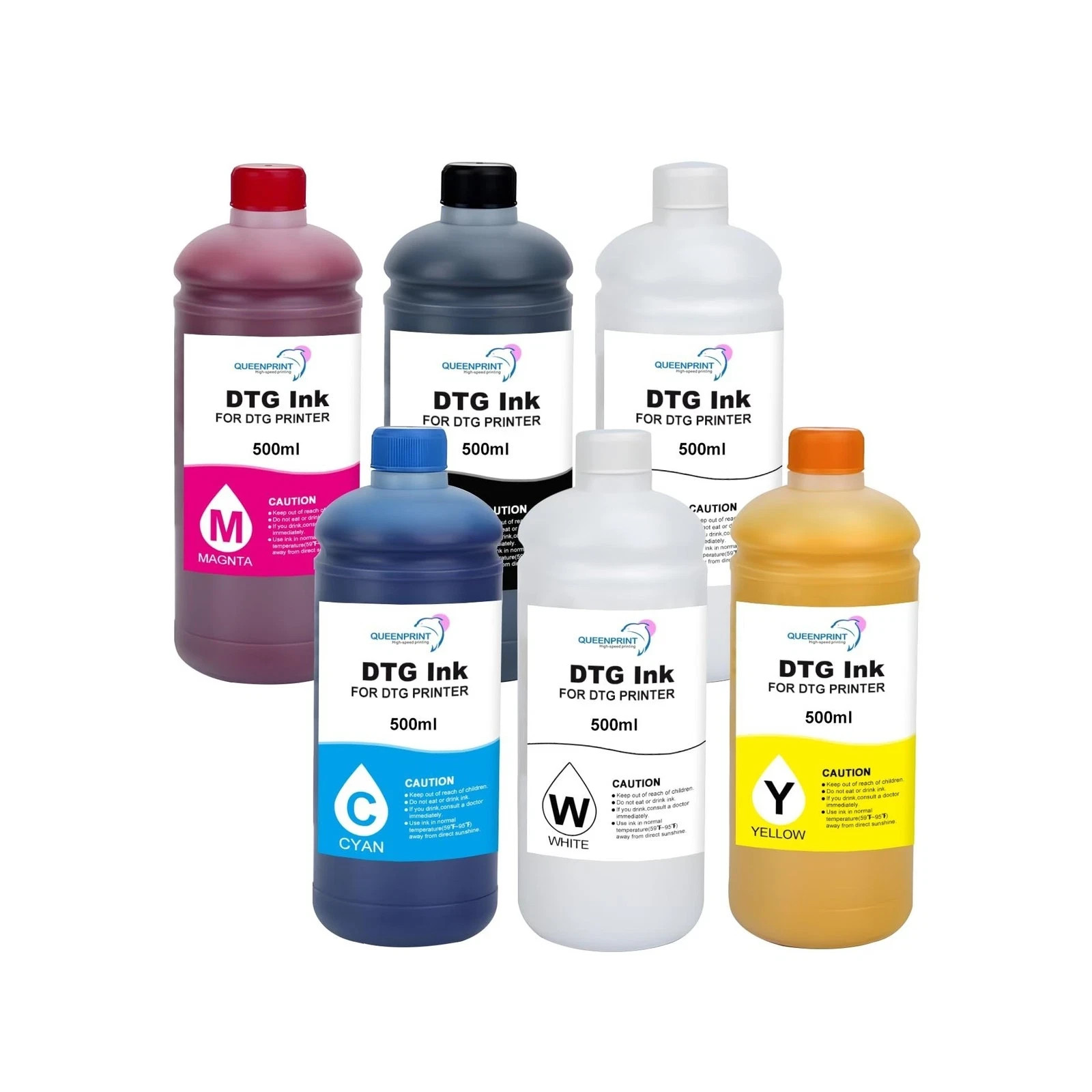 6-Pack 500ml DTG Ink Direct to Garment Printing Ink Digital Textile for SureC…