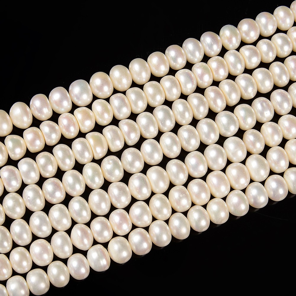 Ivory white Baroque Freshwater Pearl AAA Rondelle 9X6MM 10X8MM Loose Beads (S40)