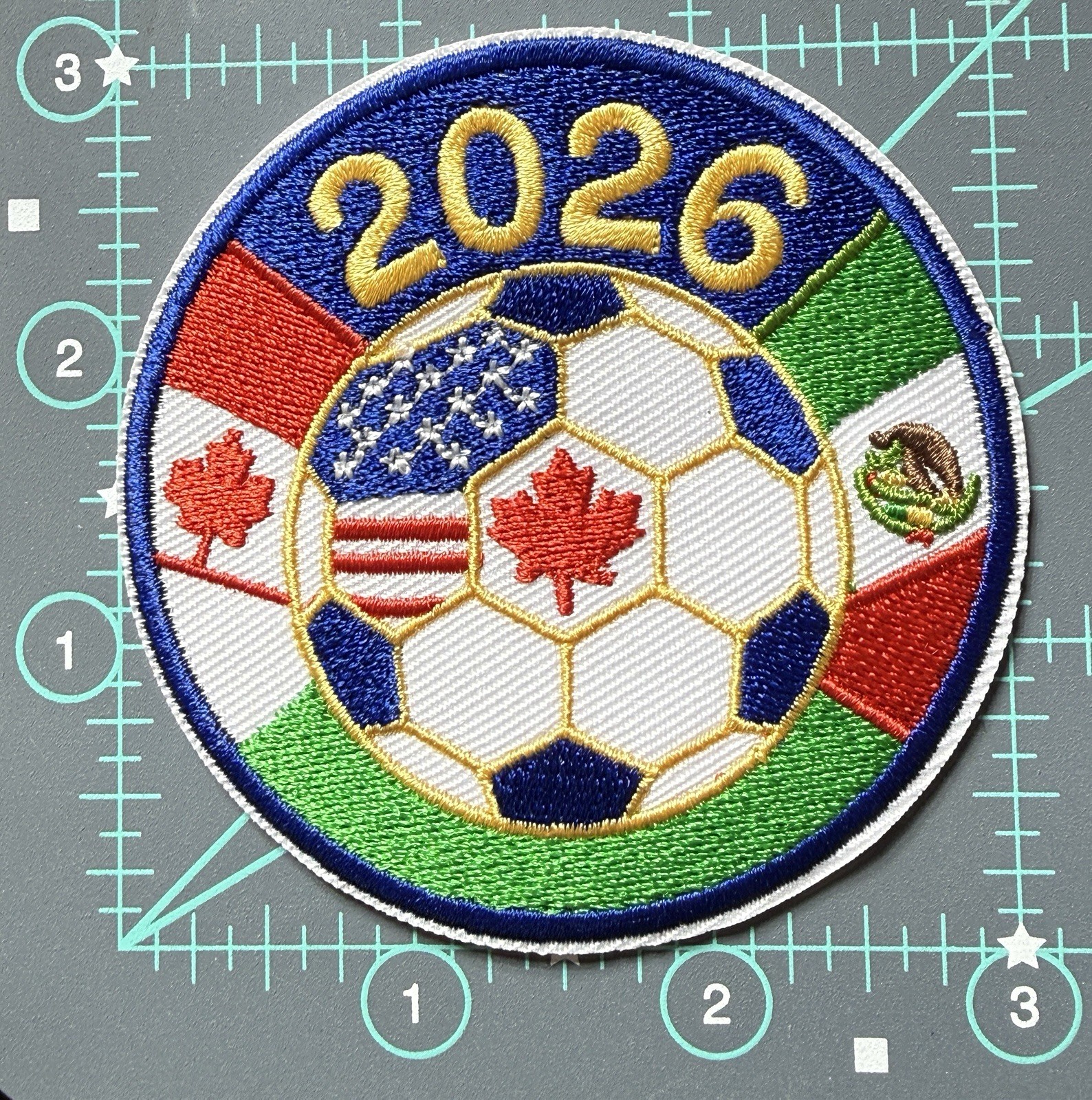 FIFA World Cup 2026 Iron On Patch USA, Canada, Mexico (Version 6) Embroidered