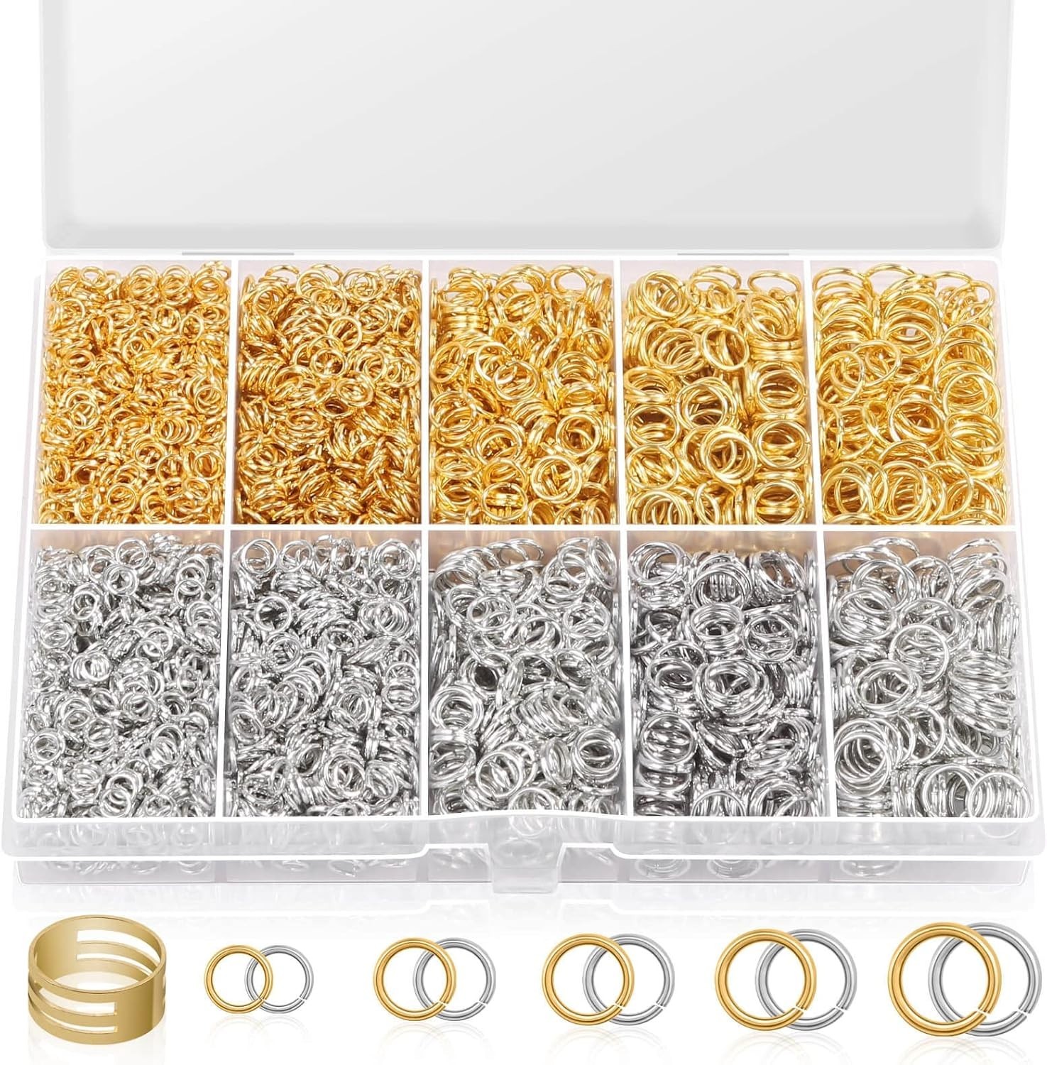 4600Pc Jump Rings Set Gold Silver Assorted Sizes w/ Open Close Tools