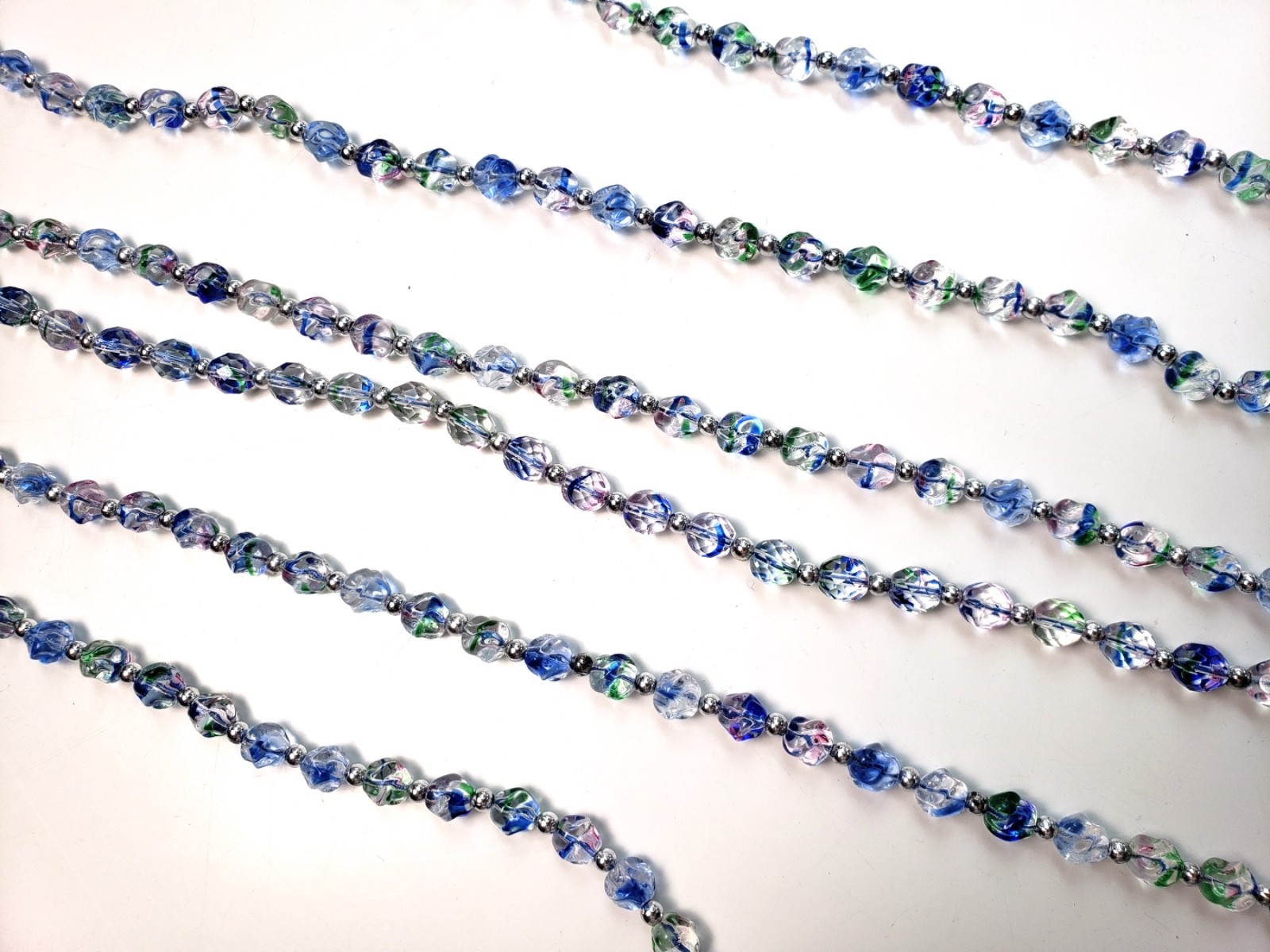 ‘Water Lily’ glass beads, actual beads shown, 15″ strands x6, for jewelry, craft