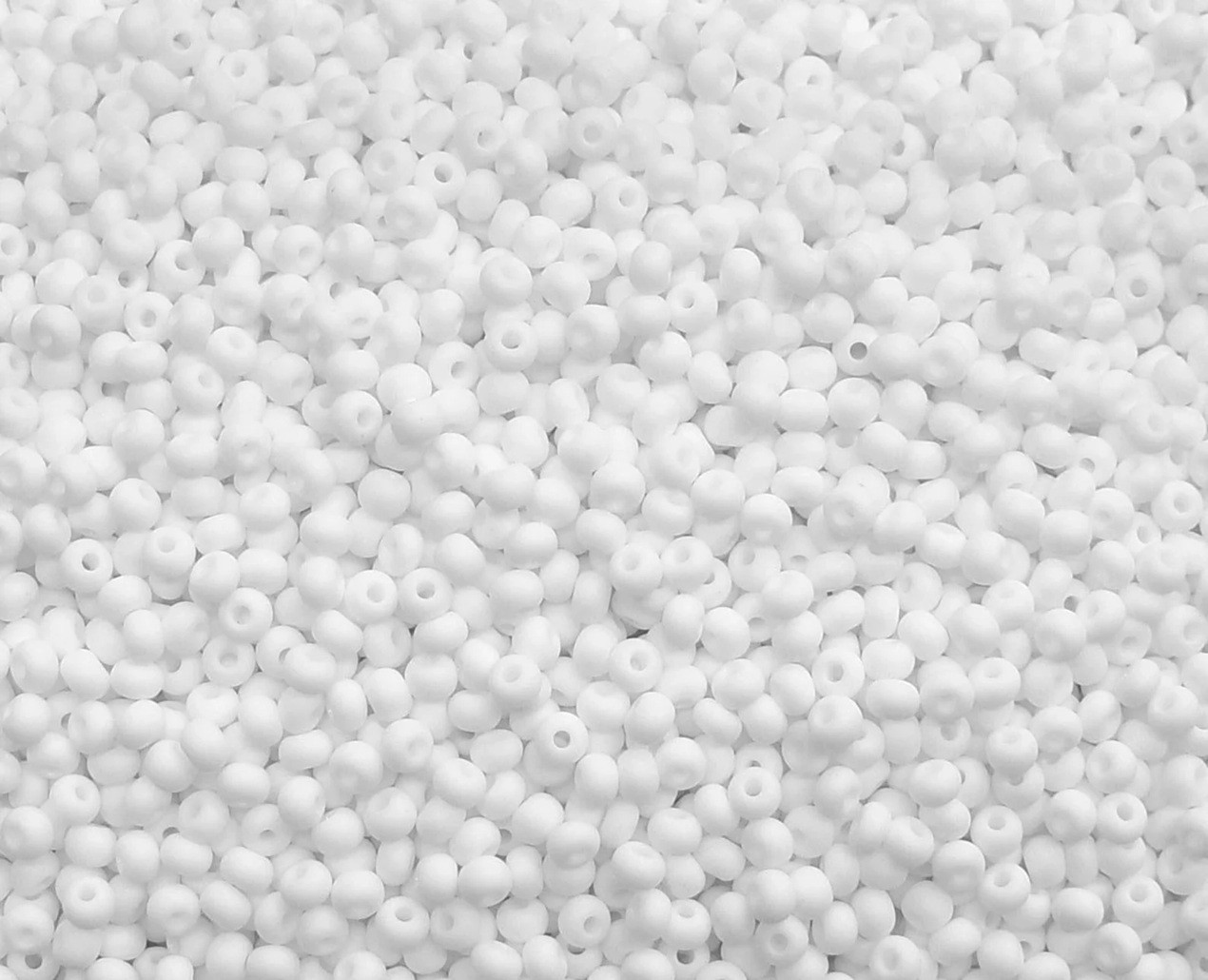 Opaque Matte White Czech PRECIOSA® glass 11/0 seed beads, 1 Hank