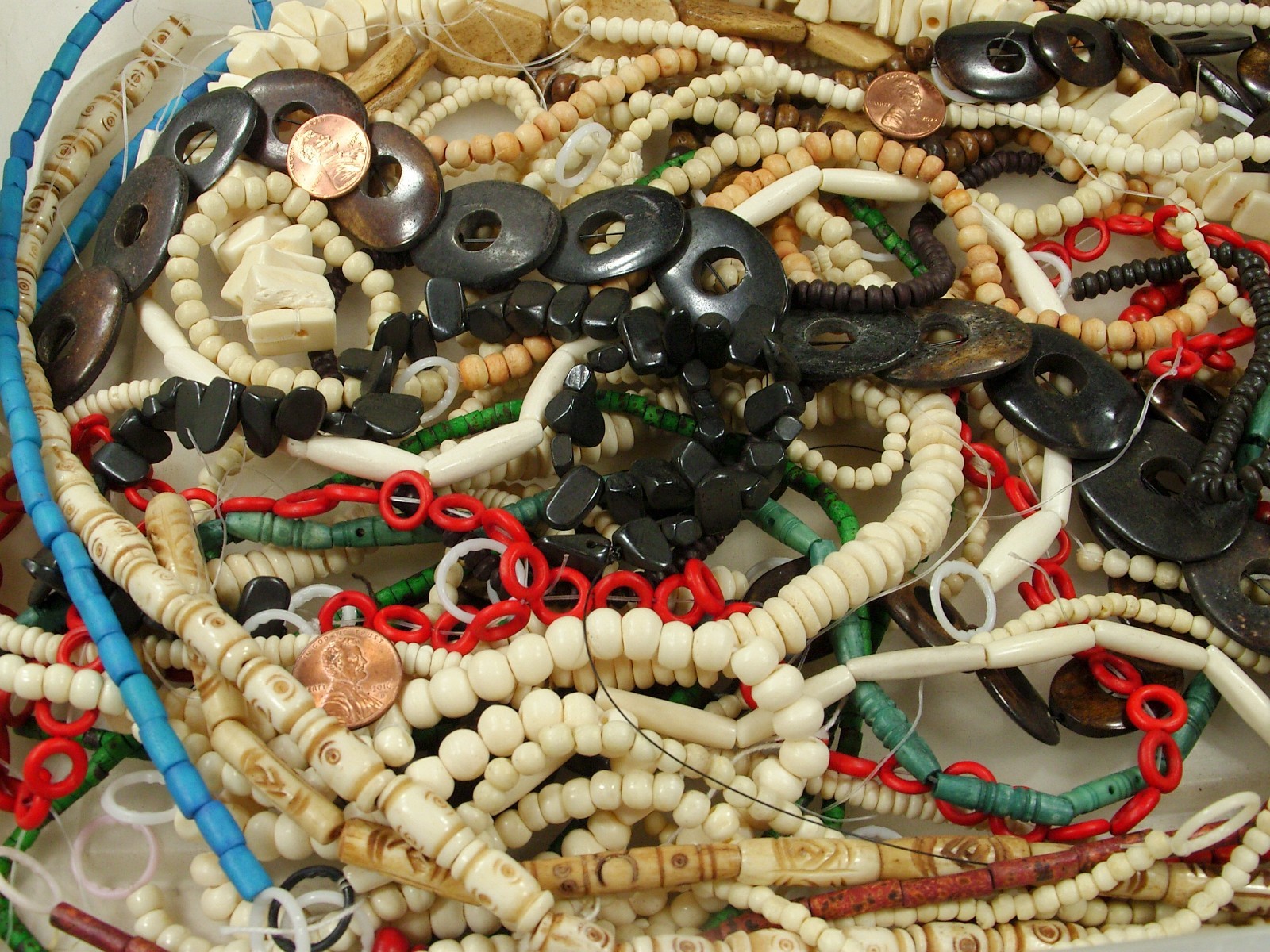 2 Pounds Assorted Shapes and Sizes India Water Buffalo Bone Beads Bulk (KRD-3) ⭐