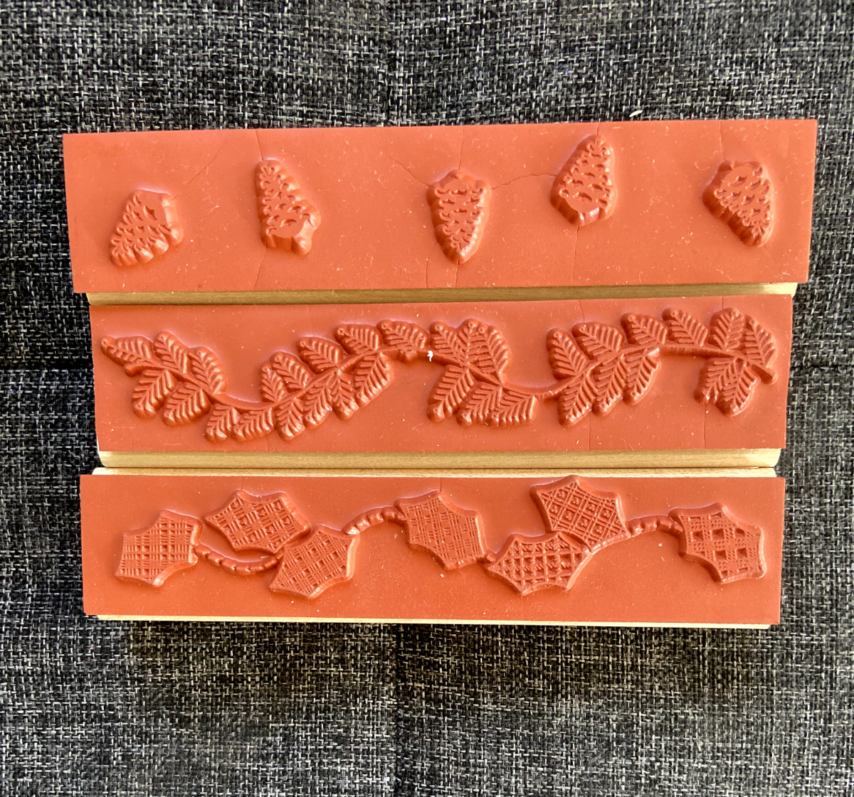 Stampin Up Rubber Stamp Lot of 3 Borders Pinecones Leaves Pine Tree Leaves VTG