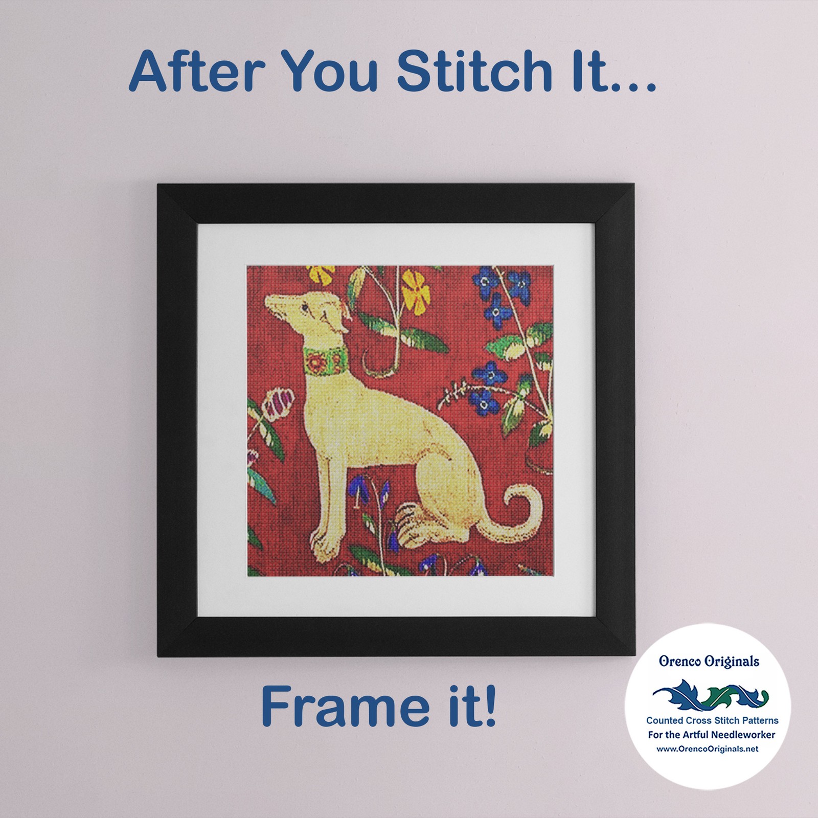 Medieval Navy Blue Unicorn Captivity from Tapestry Counted Cross Stitch Pattern