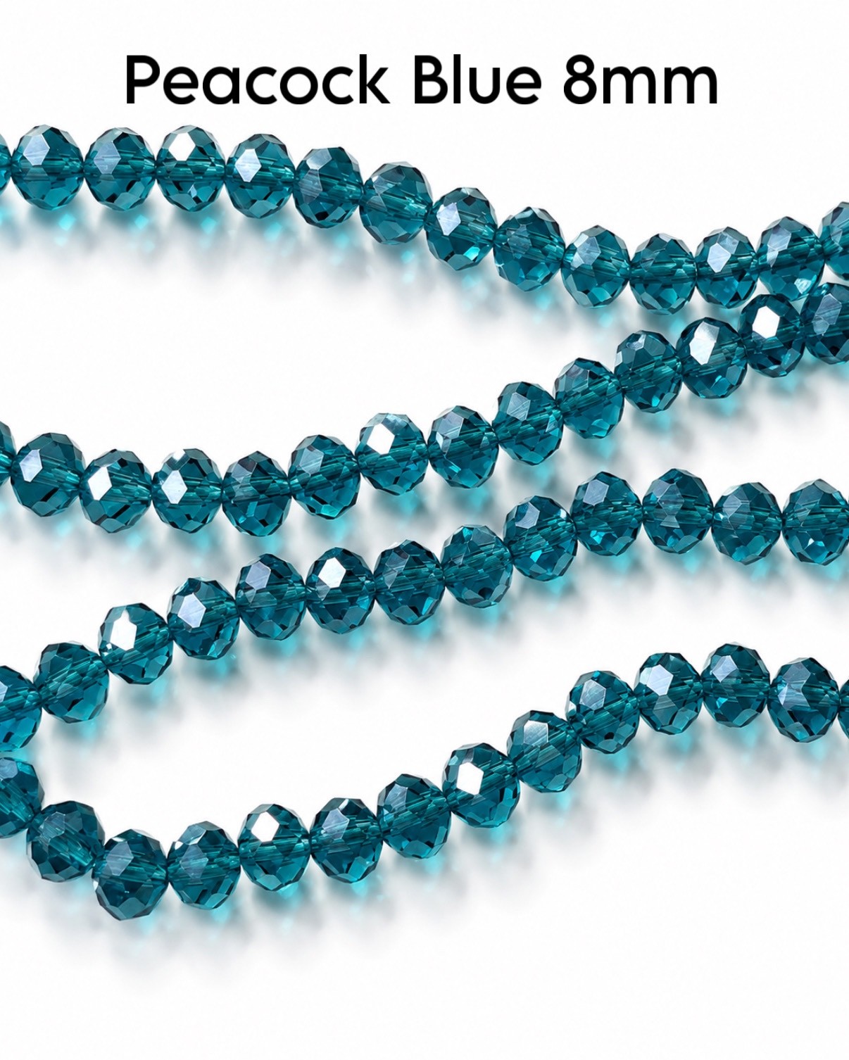 8mm Faceted Glass Rondelle Beads, 15 Inch Strand, Sparkly Crystal Beads, Jewelry