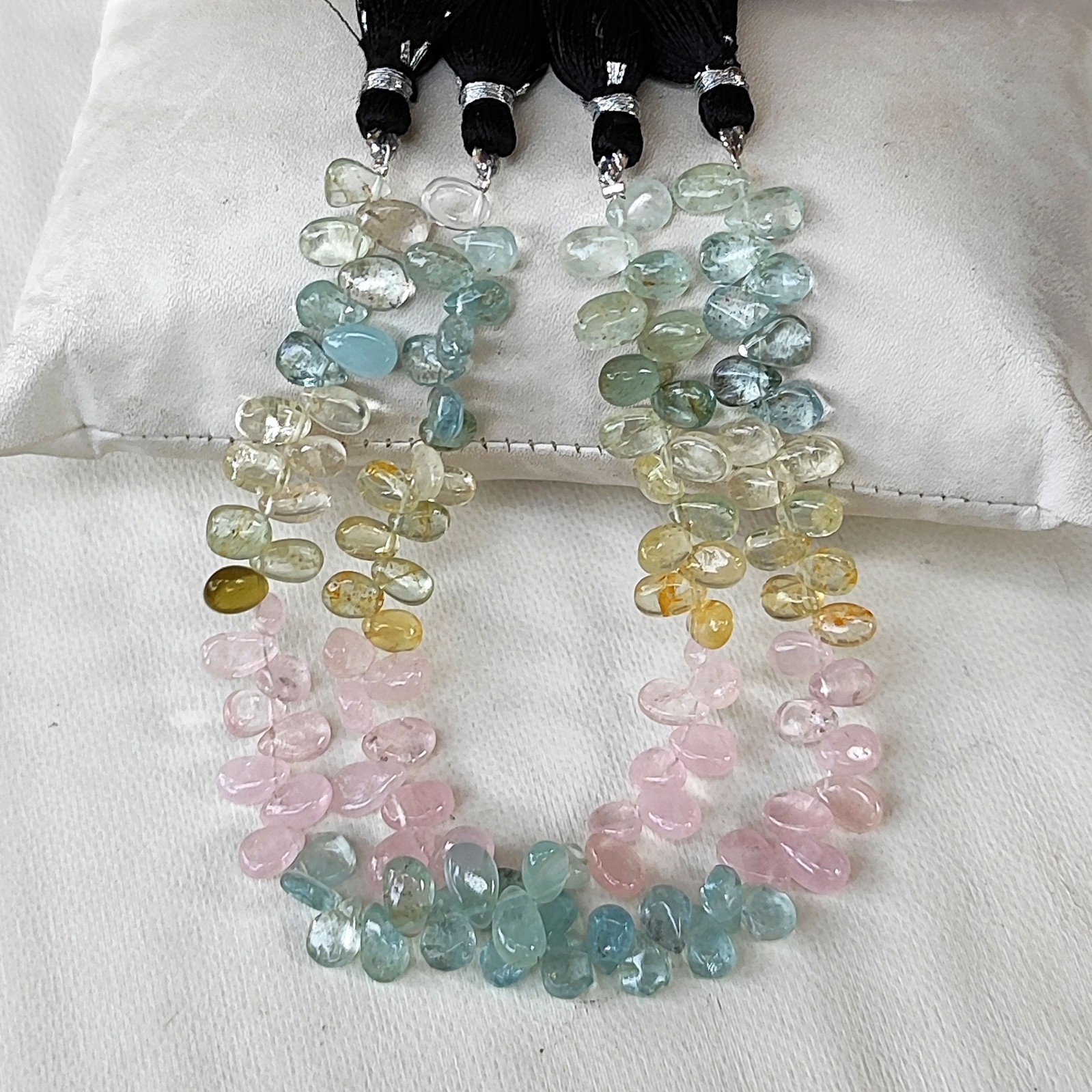 Natural Multi Beryl Gems 7×5 to 8×5 mm Size Smooth Pear Shape Beads 7.5″ Strand