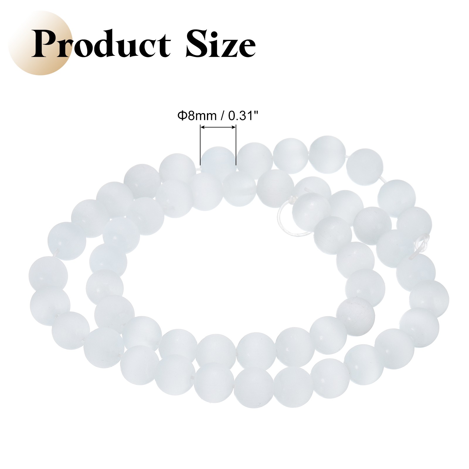 48pcs Frosted White Cat’s Eye Stone Beads 8mm Round Crystal Loose Bead