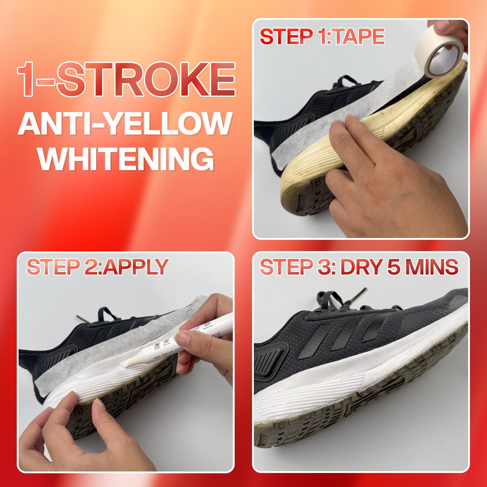 2-in-1 White Shoe Paint Marker 2 Pack Instant Whitens Yellowed Midsoles