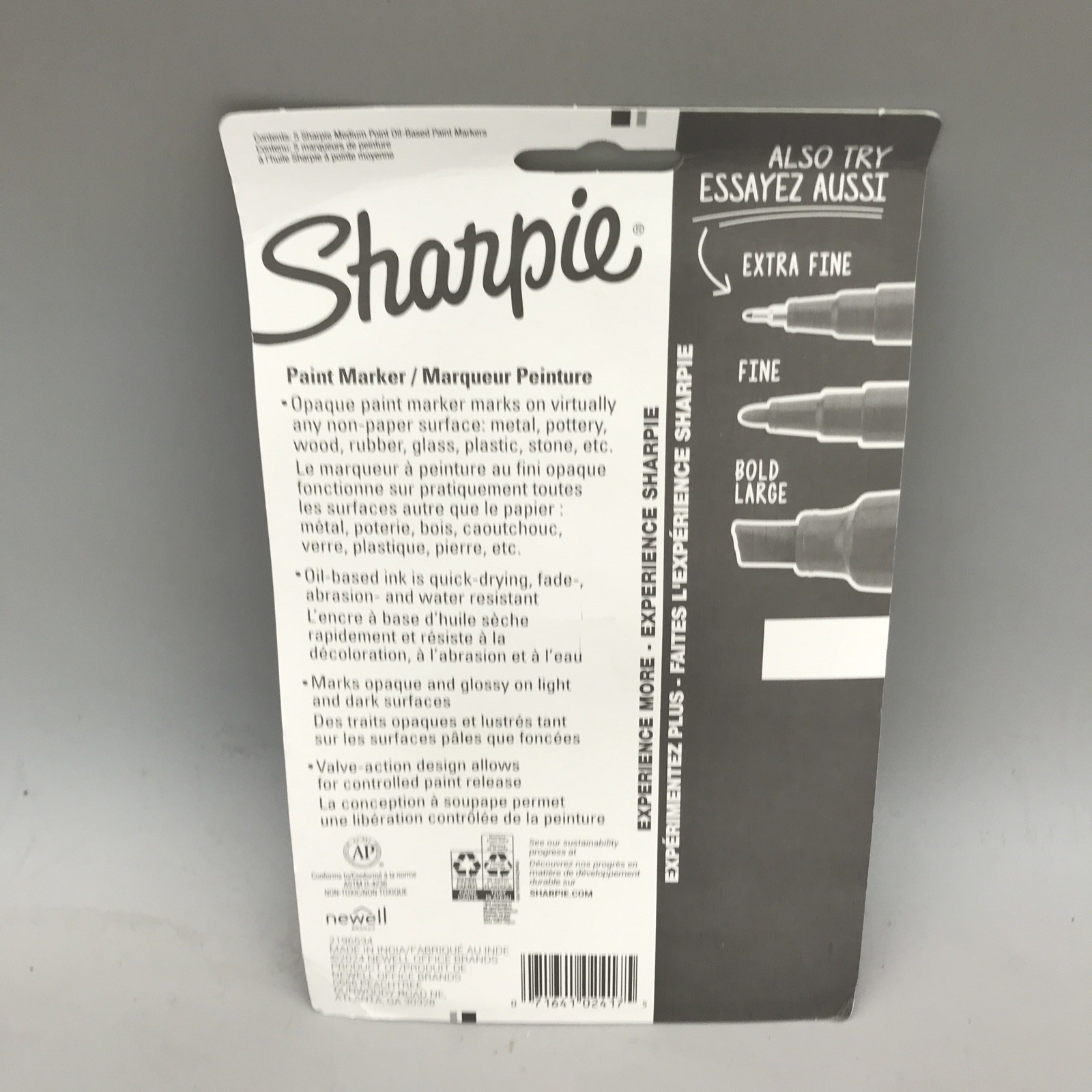 Sharpie 1770458 Oil Based Paint Marker, Assorted Colors, Pack of 5 Brand New