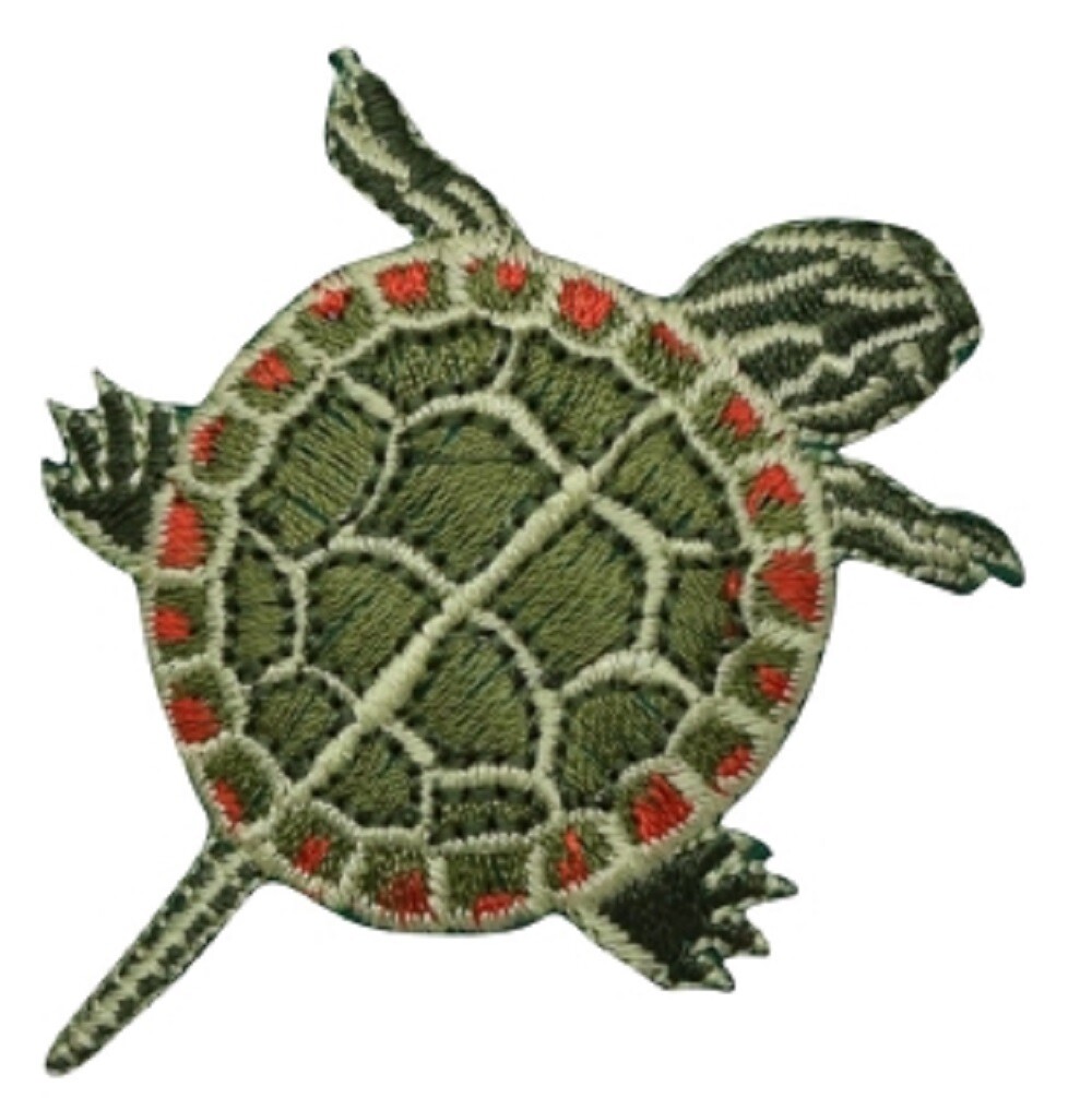 Painted Turtle Applique Patch – Testudine Reptilia Animal Badge 2.5″ (Iron on)