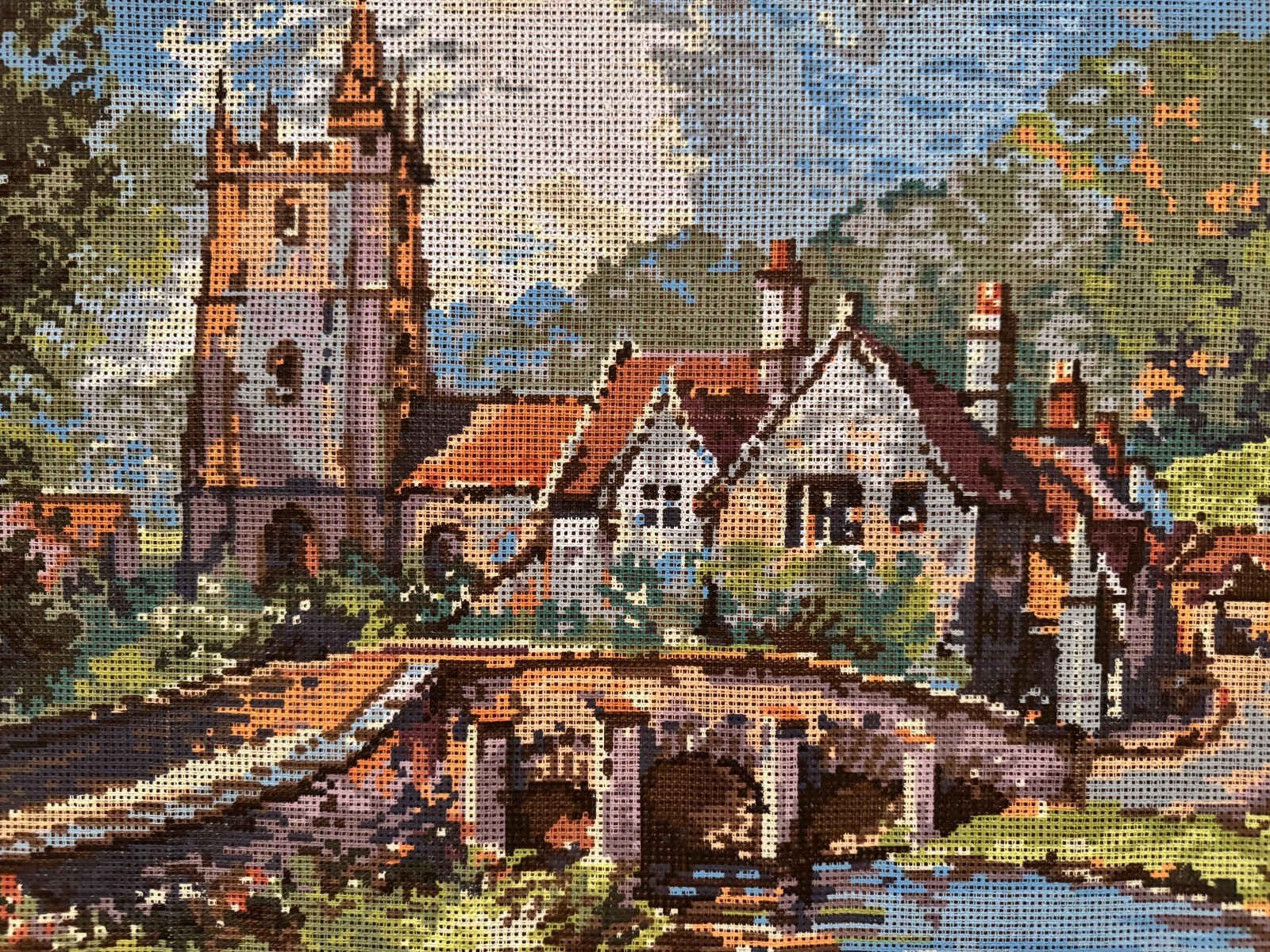 Needlepoint Canvas TAPEX VIENNA ” The Castle Combe, England”, Made in Austria