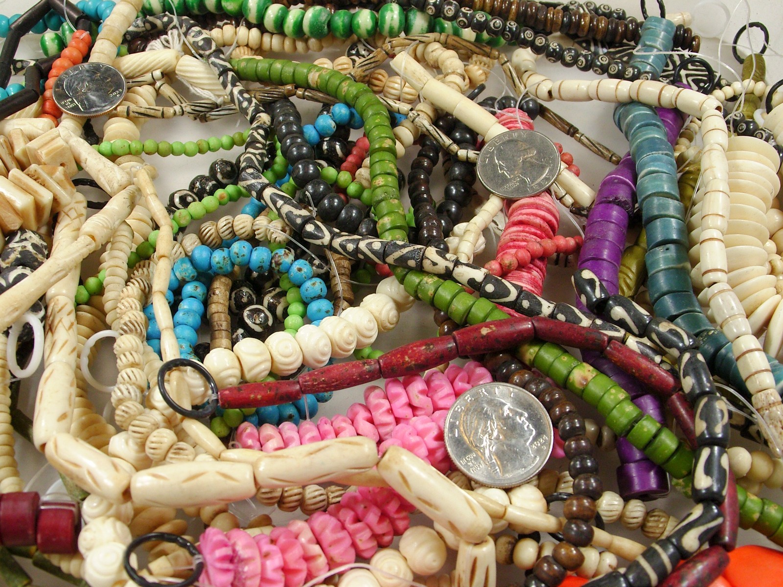 2 Pounds Odds and Ends India Handmade Water Buffalo Bone Beads Lot (AXP-2) ⭐