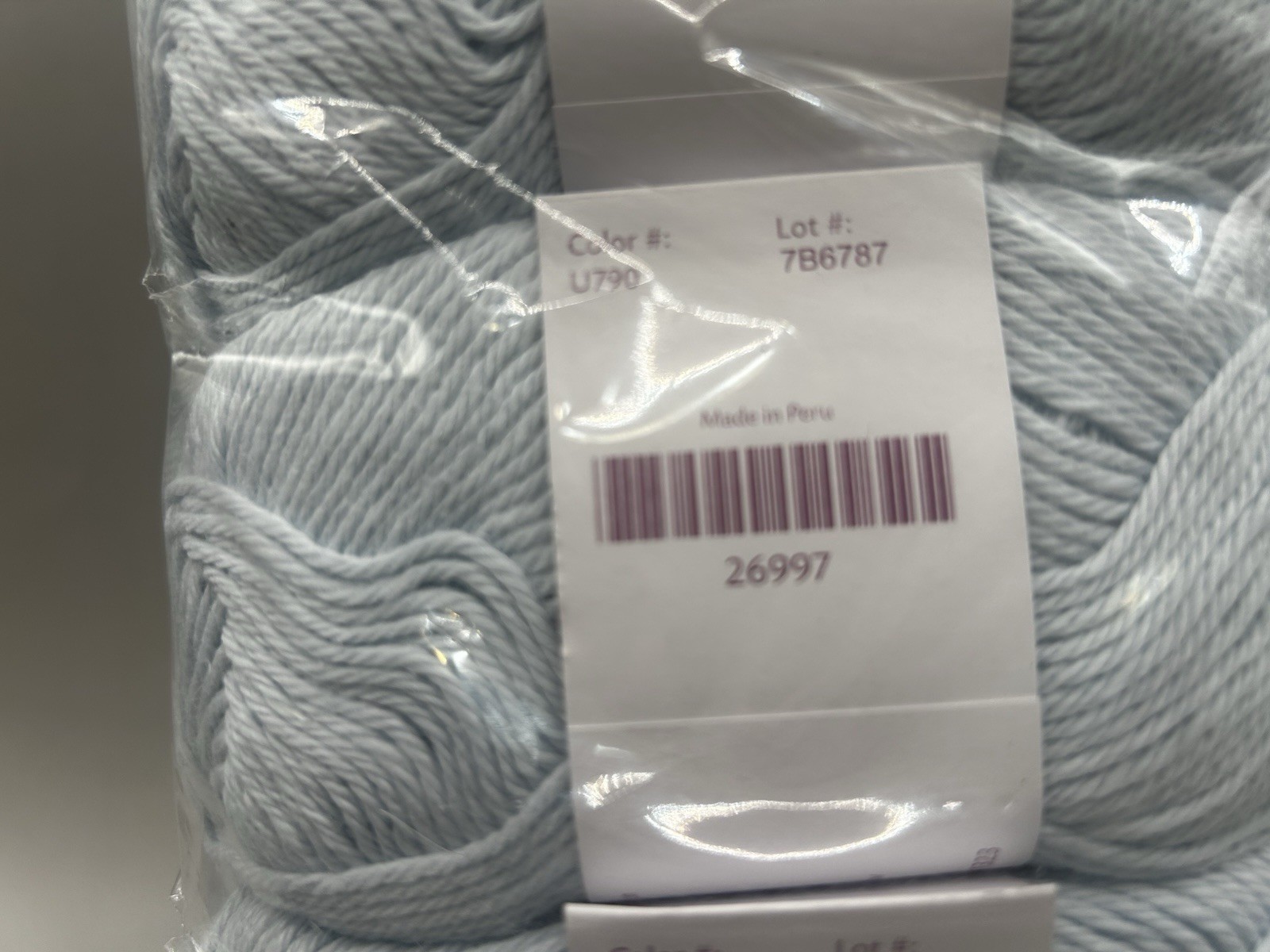 Lot of 10 Skeins of Knit Picks CotLin Yarn in Clarity (same dye lot), Light Blue