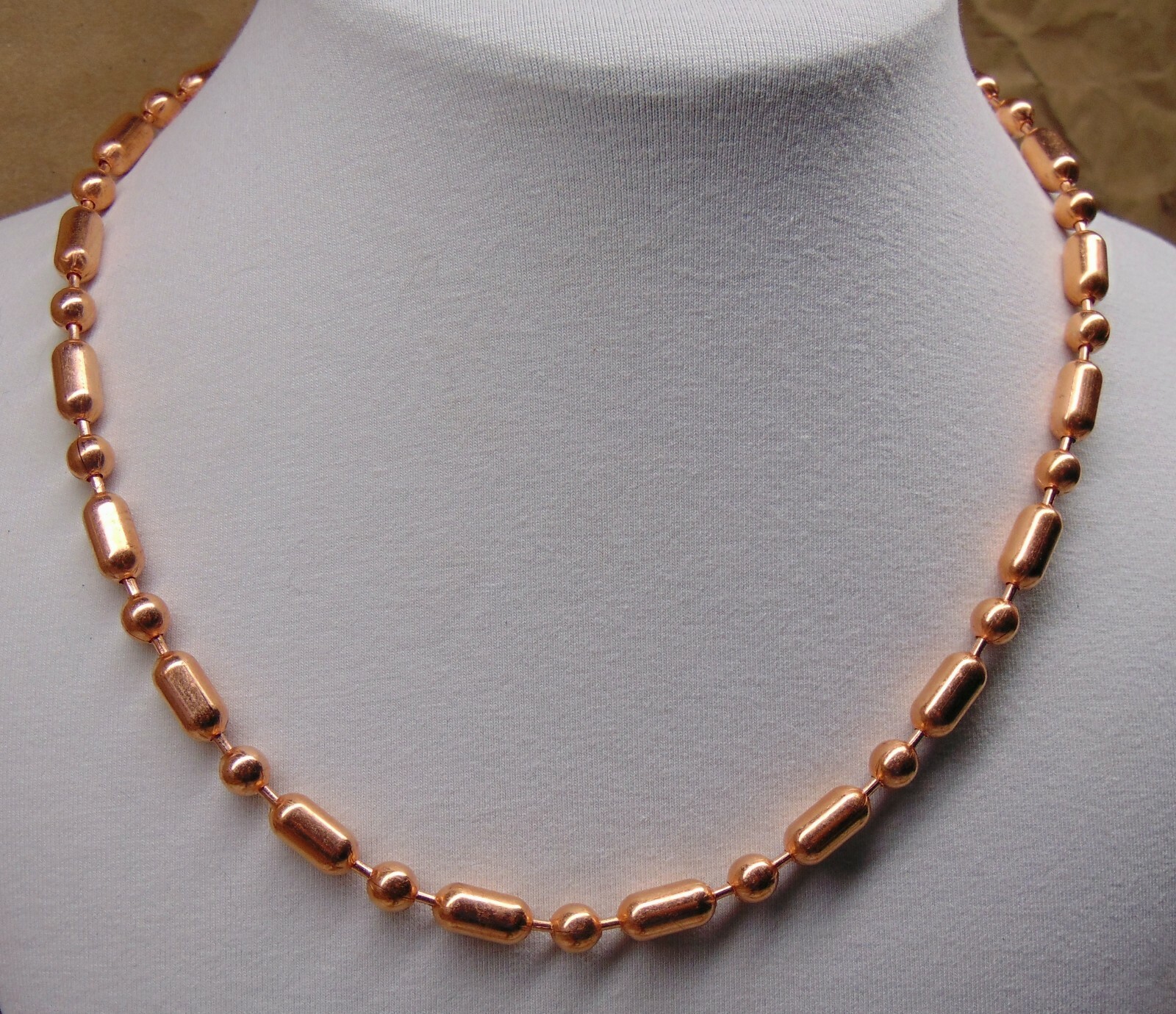 PURE 100% Copper Ball + Bar #13 CHAIN 6.3mm bead ~ Various Lengths + Connectors
