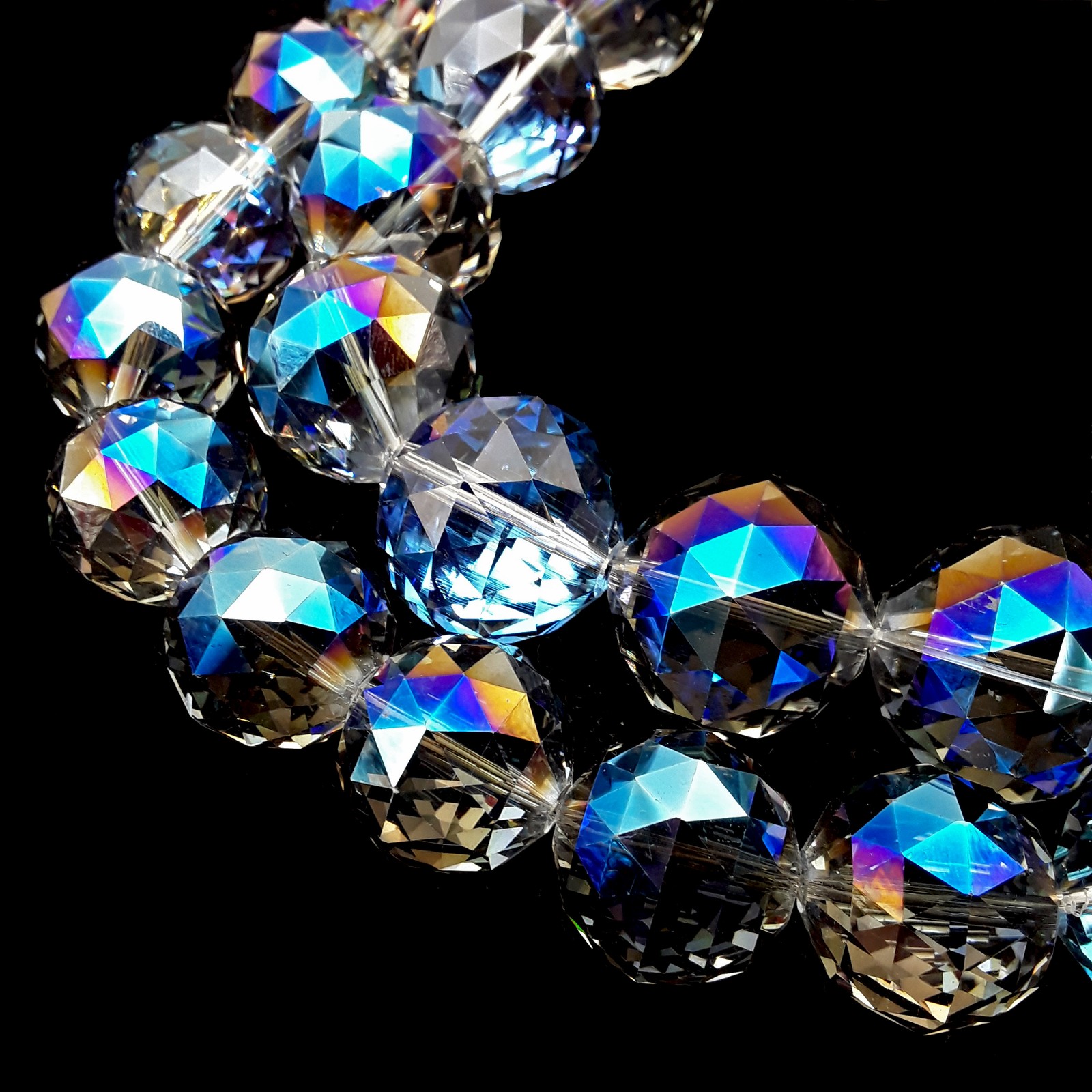 Clear Blue AB Crystal Glass Faceted Balls Chandelier Sun Catcher Beads 24mm 30mm