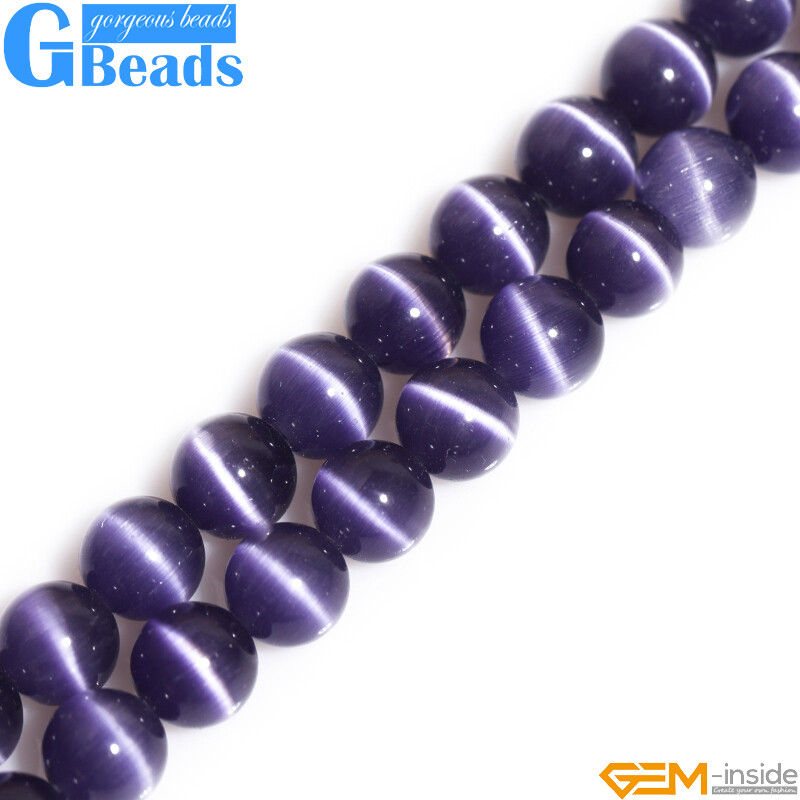 Assorted Colors Lab Created Cat’s Eye Round Beads Free Shipping Strand 14″
