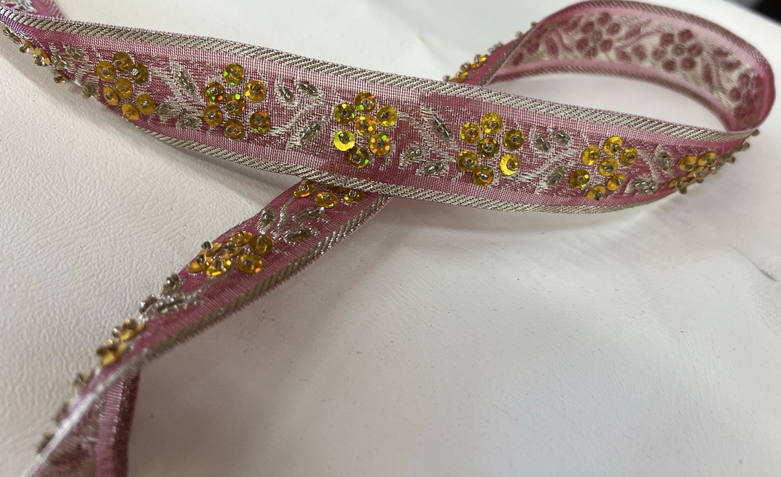 1 yard Dark red and yellow sequin ribbon trim #sequins #embellishments #party
