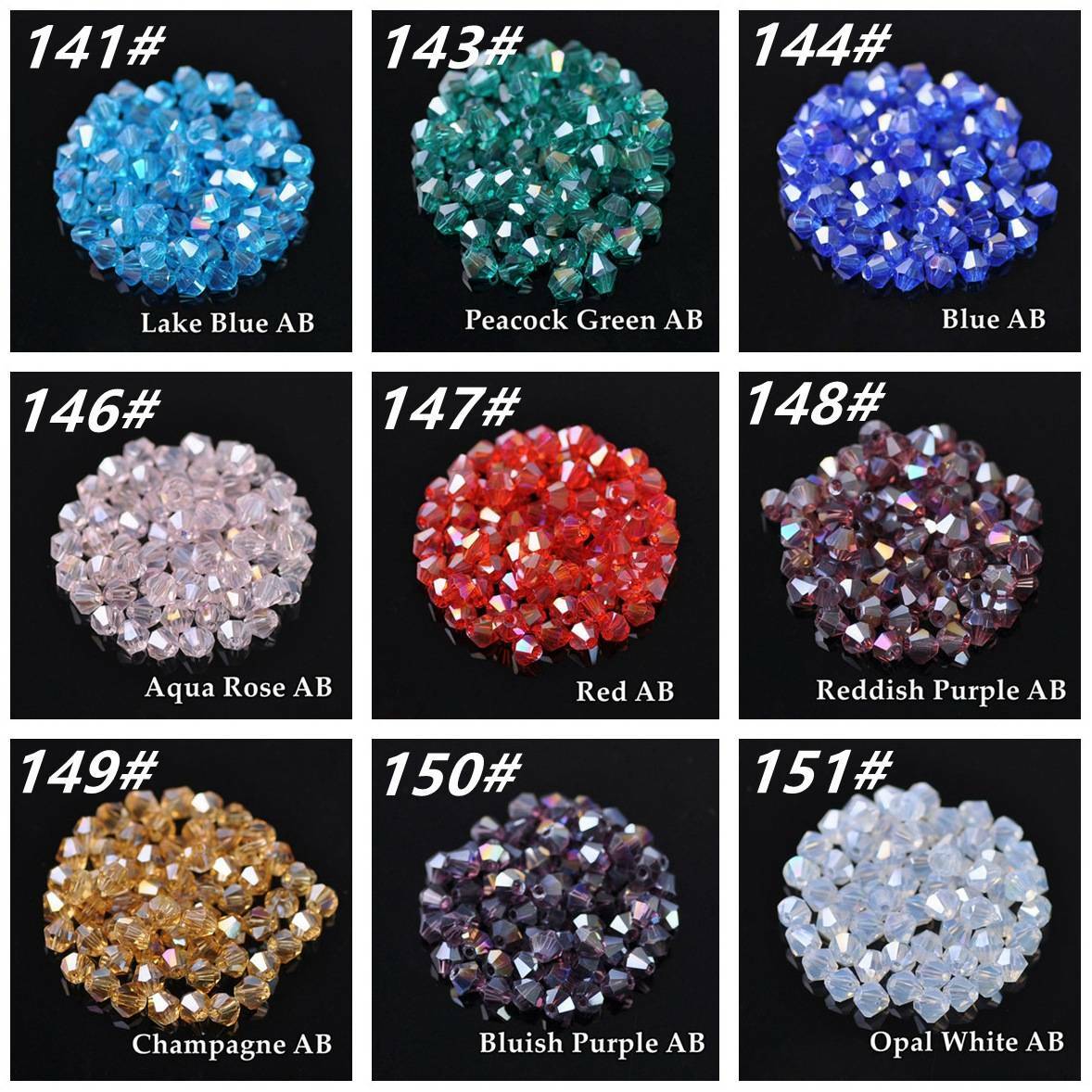 3mm 4mm 6mm 8mm Bicone Faceted Crystal Glass Loose Crafts Beads Jewelry Making