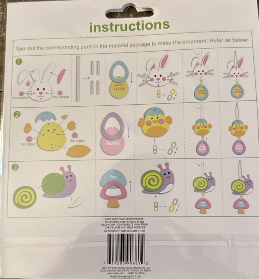 Unbranded Easter Foam Ornament Kit Makes 3-Brand New-SHIPS N 24 HOURS