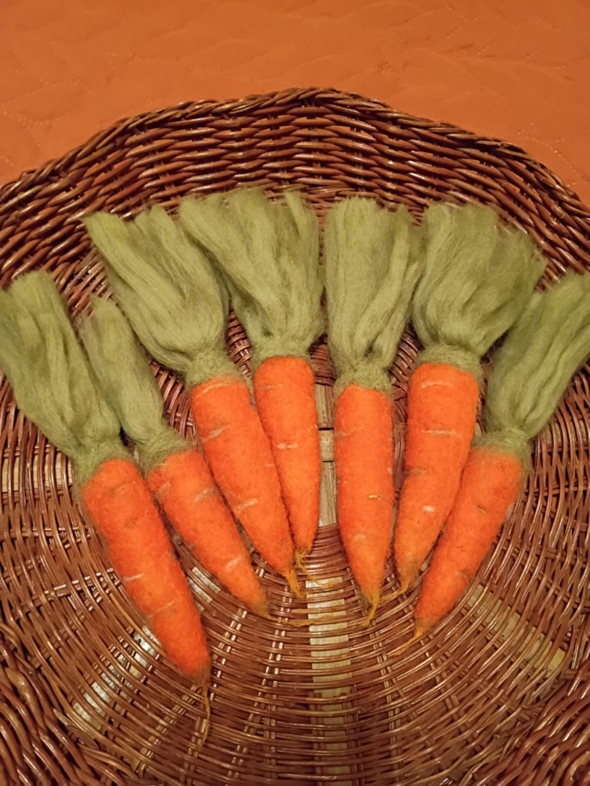 Set of 7 Handmade Easter Needle Felted Carrots