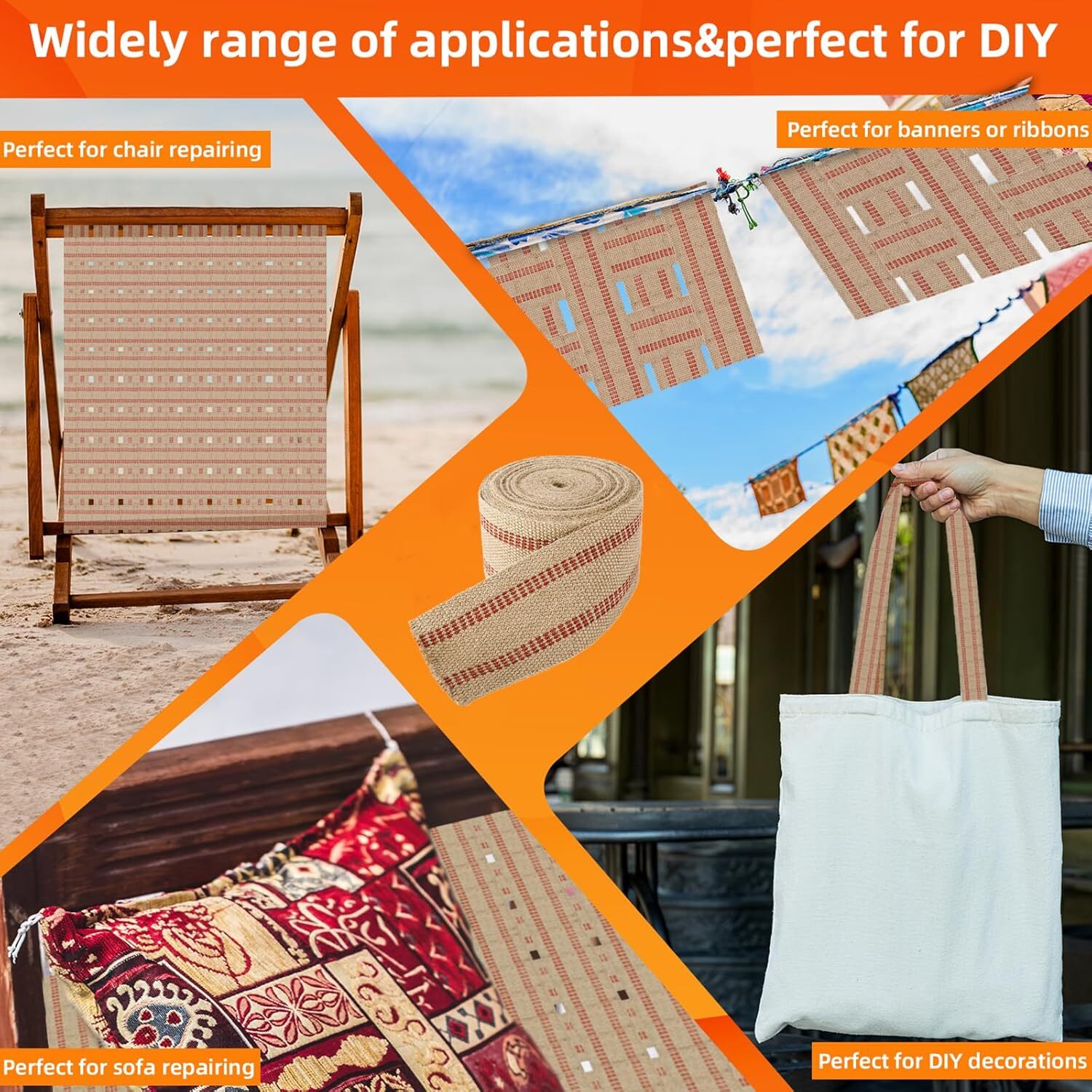 3.5″x10Yd Upholstery Jute Webbing Thickened Jute Chair Webbing Furniture Webbing