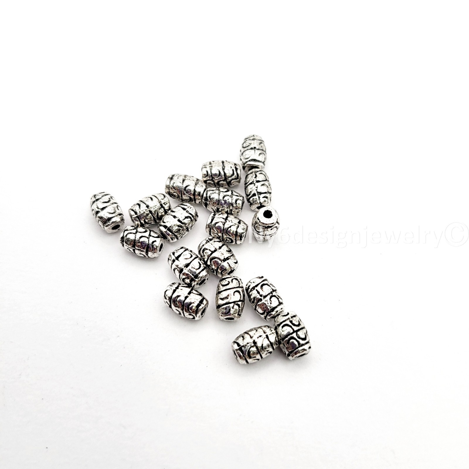 Silver Pewter Barrel shape Spacer Beads 18pcs 7x5mm – Metal Spacers for Jewelry