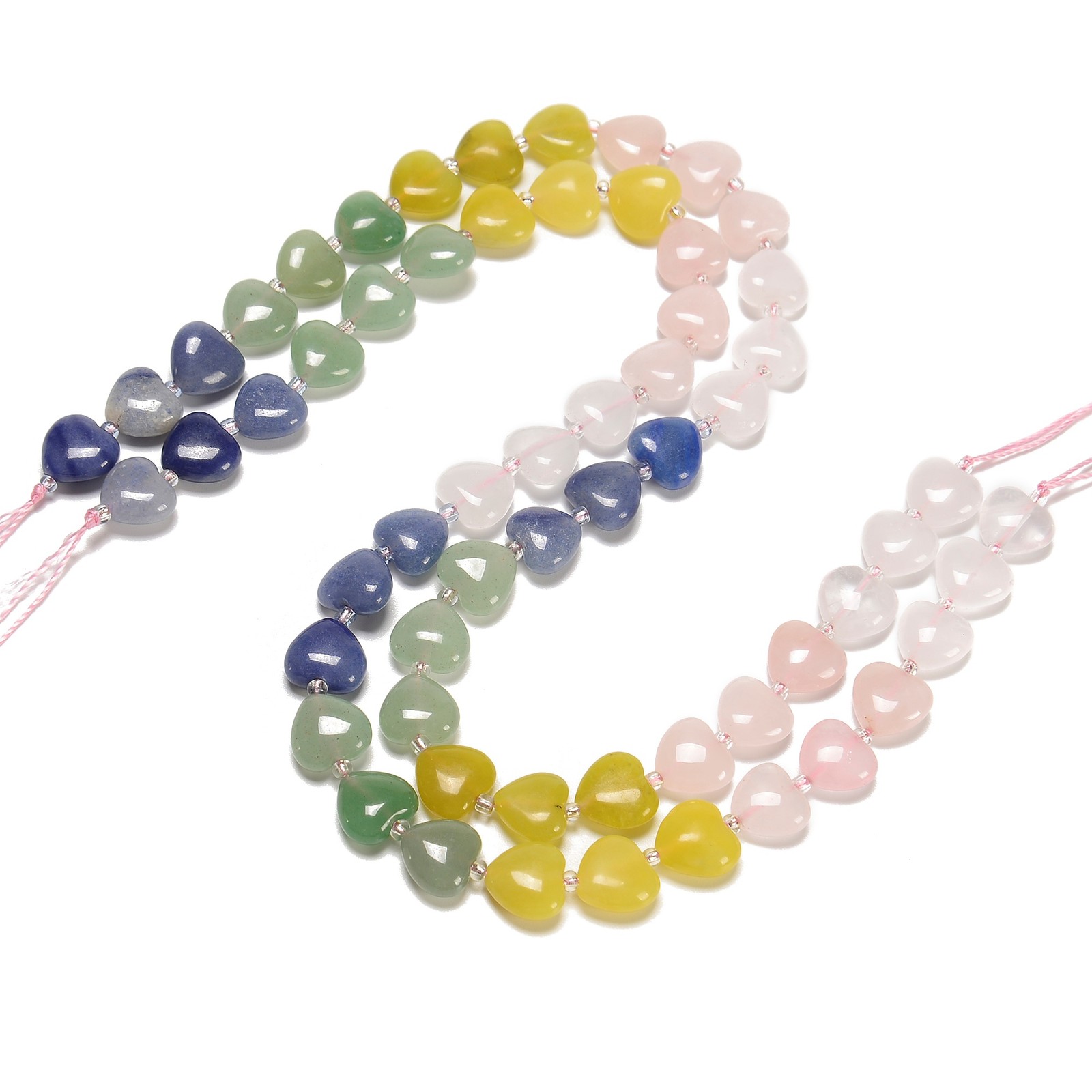 Gradient Multi-color Gemstone Smooth Heart Shape Beads Size 12mm 15.5” Strand
