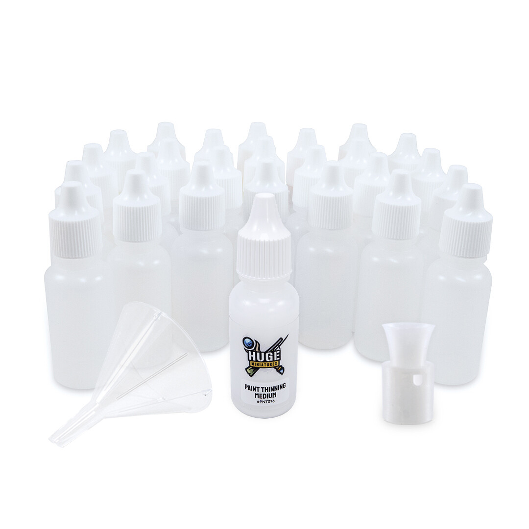 Huge Miniatures 17ml Dropper Bottle Transfer Kit for Model Paints – 25 Pieces