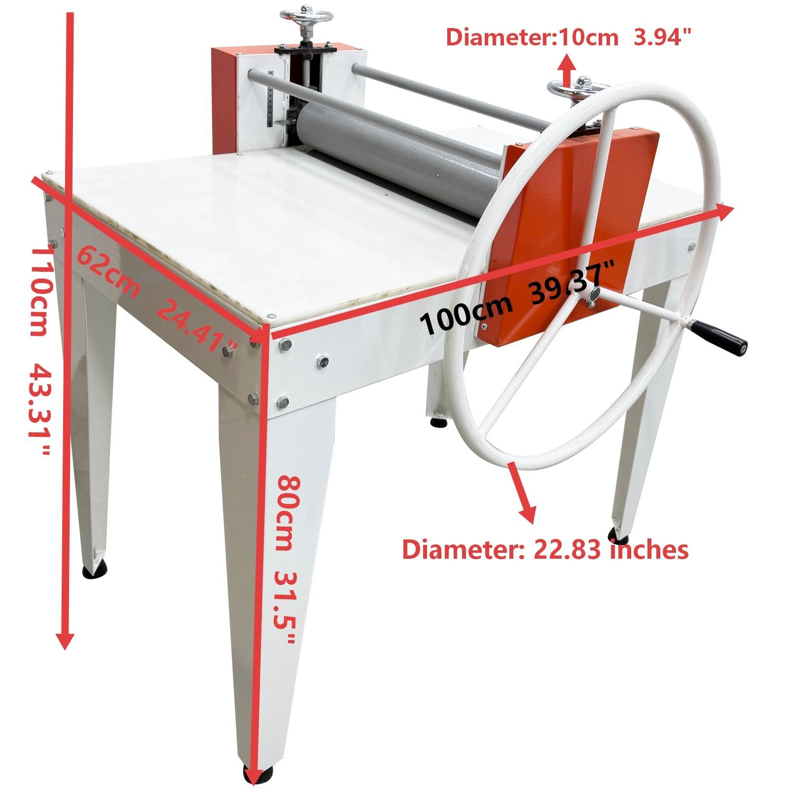 Ceramic Clay Slab Roller Dual – Axis 58cm Stainless Steel Large Handwheel Scale