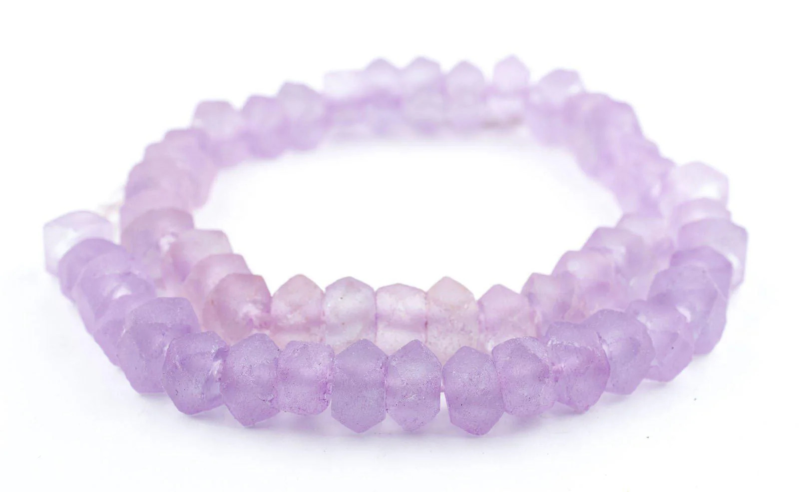 Candied Purple Faceted Recycled Java Sea Glass Beads 12mm Indonesia Large Hole