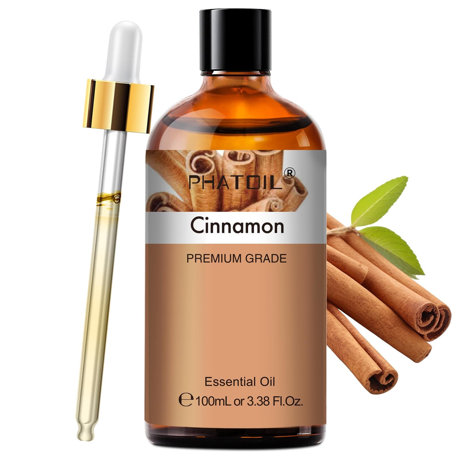 PHATOIL Cinnamon Essential Oil – Pure 3.38 Fl Oz (Pack of 1), Colorless