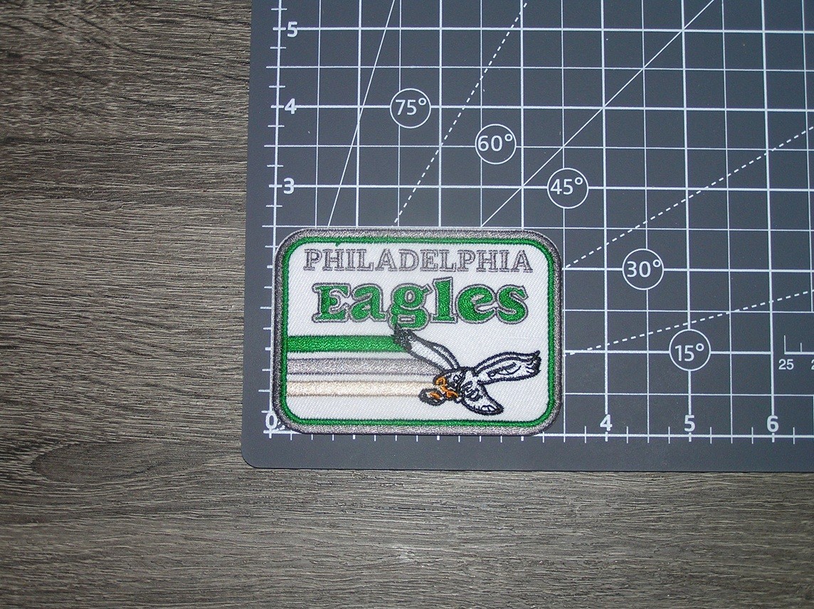 Philadelphia Eagles Retro Logo Rectangle Embroidered Iron On Patch 3.5″ x 2.5″