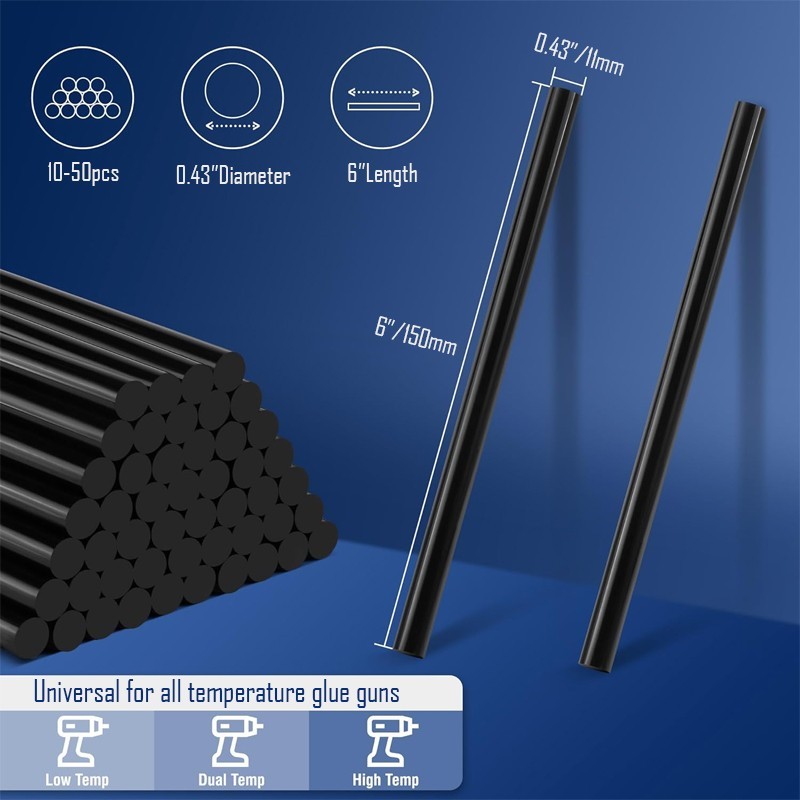 50PCS 11x150mm black glue gun rod a high-temperature glue rod with high adhesion