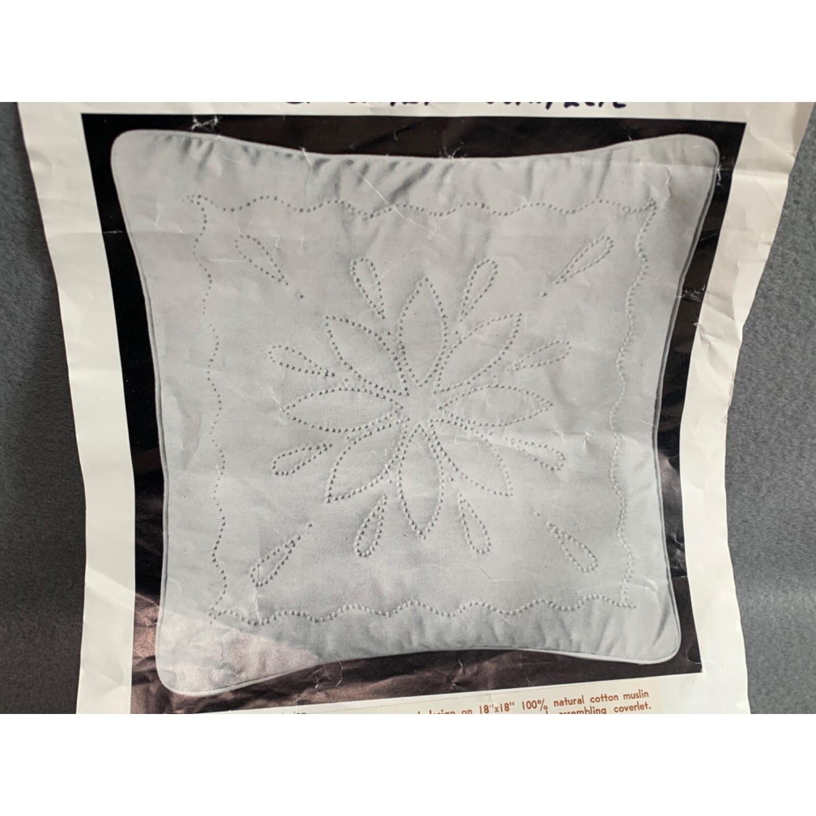 18 x 18 Snowflake Candlewicking Cotton Muslin Quilt Block Stamped Pattern