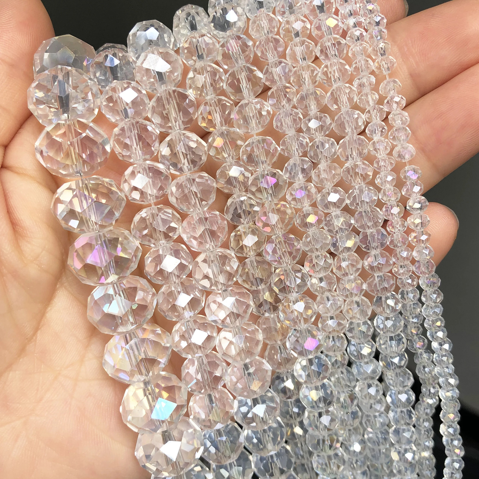 Glass Crystal Rondelle Bead Loose Spacer Beads Jewelry Making 4/6/8/10/12/14mm