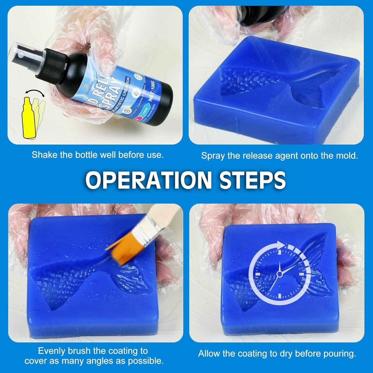 Mold Release Spray, 7oz Silicone Mold Release Spray, Water Based Fast Drying Odo