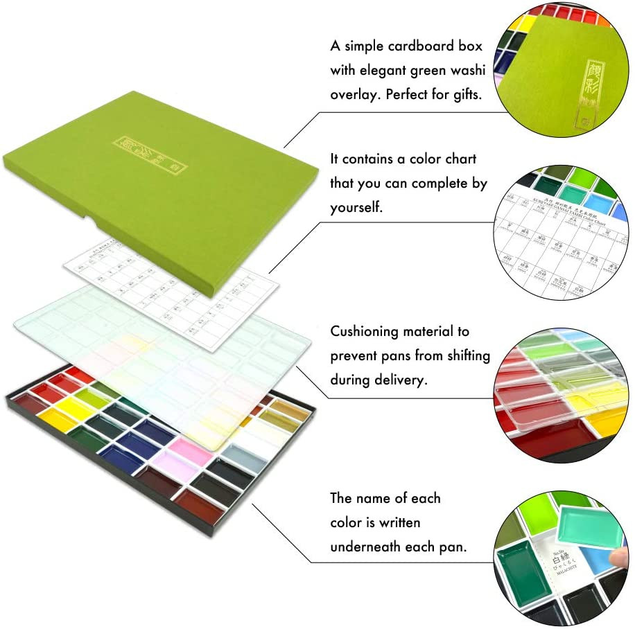 GANSAI TAMBI Watercolor Paint Set, 48 Colors, Professional-Quality