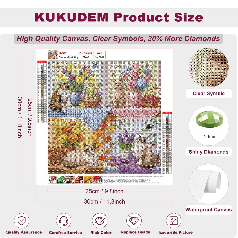 All Seasons Cat Diamond Art Painting Kits for Adults, Diamond Art Kits for Be…