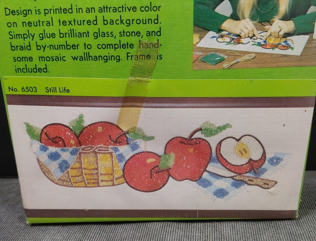 Vtg Picturesque General Crafts Mosaic Wall Plaque Kit Art 6503 “Still Life” USA