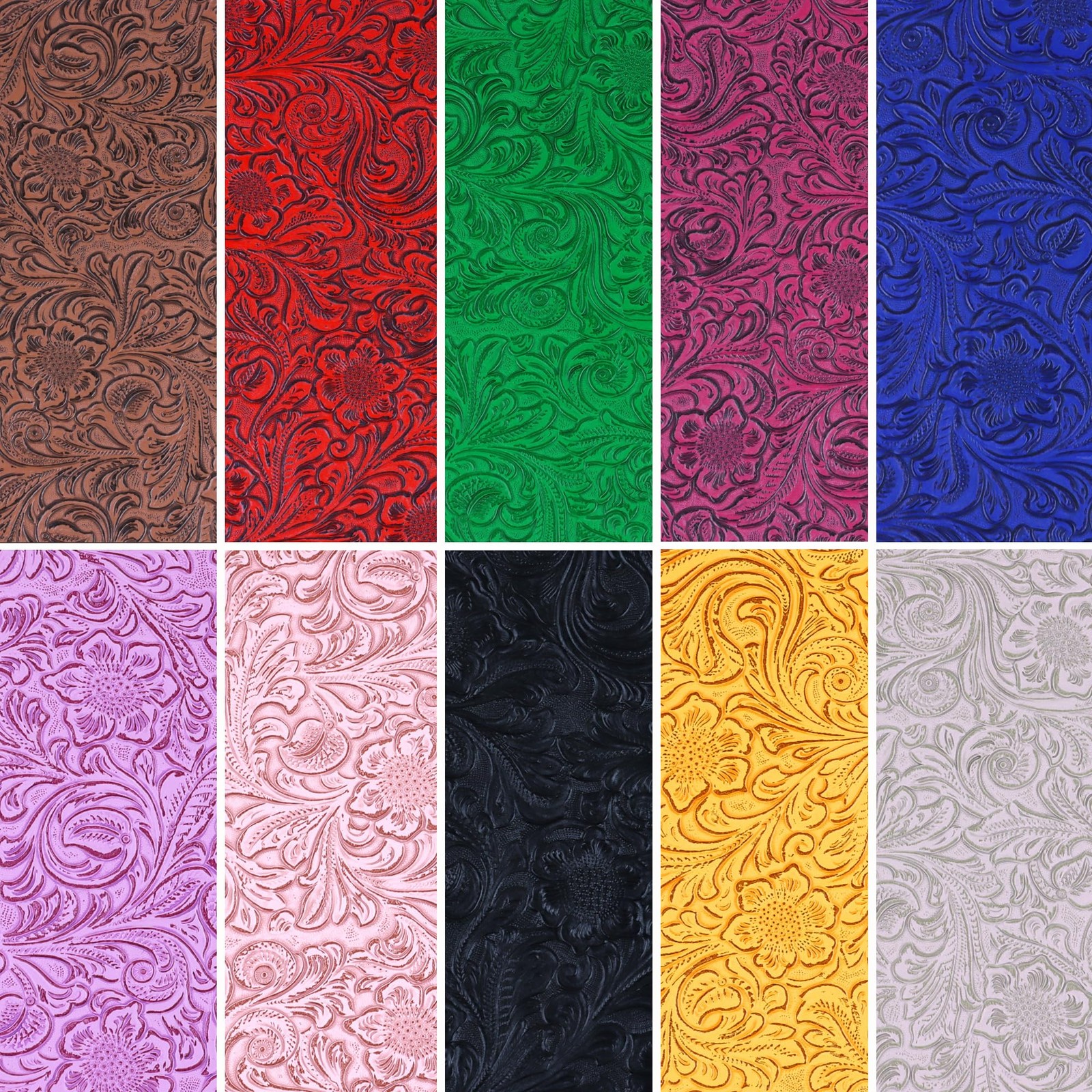 Solid Color Embossed Faux Leather Sheets 12 “x53” (30cm x 135cm) Embossed Tex…