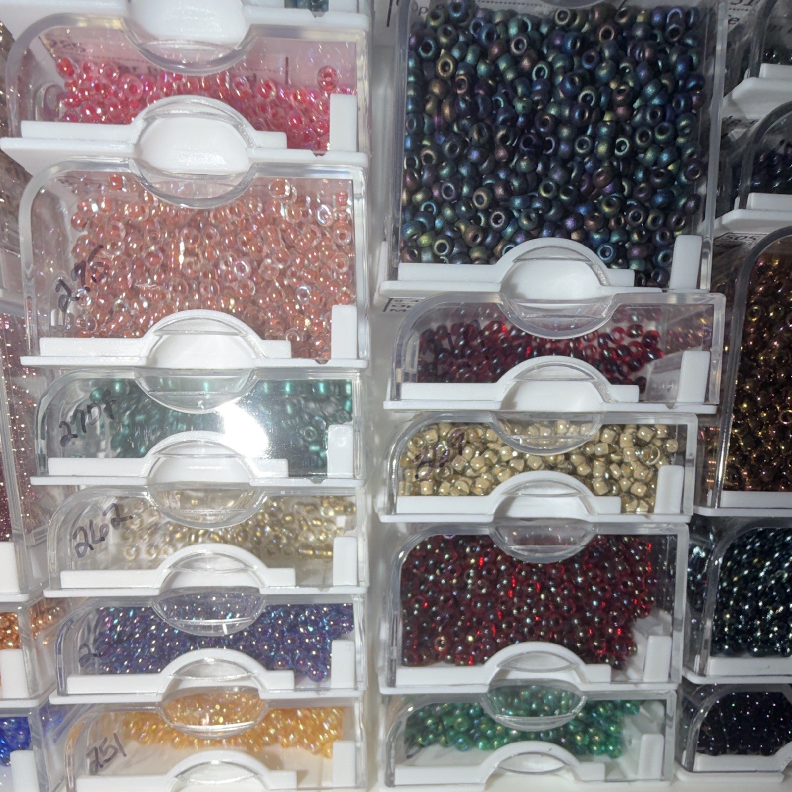 Multicolor Round Seed Beads Assortment 8/0 Storage Case with 55 Indiv. cases.
