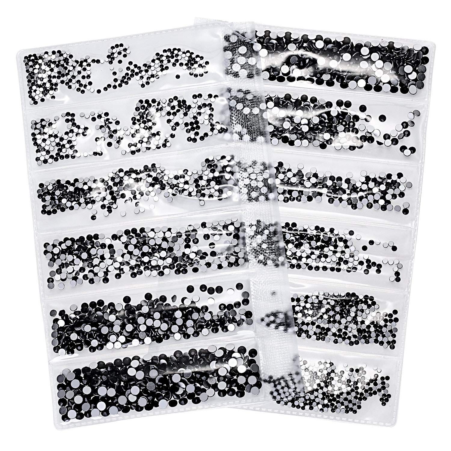Bememo 3456Pcs AB Crystal Rhinestones Flat Back Mixed Size gems,Black | AB Cl…